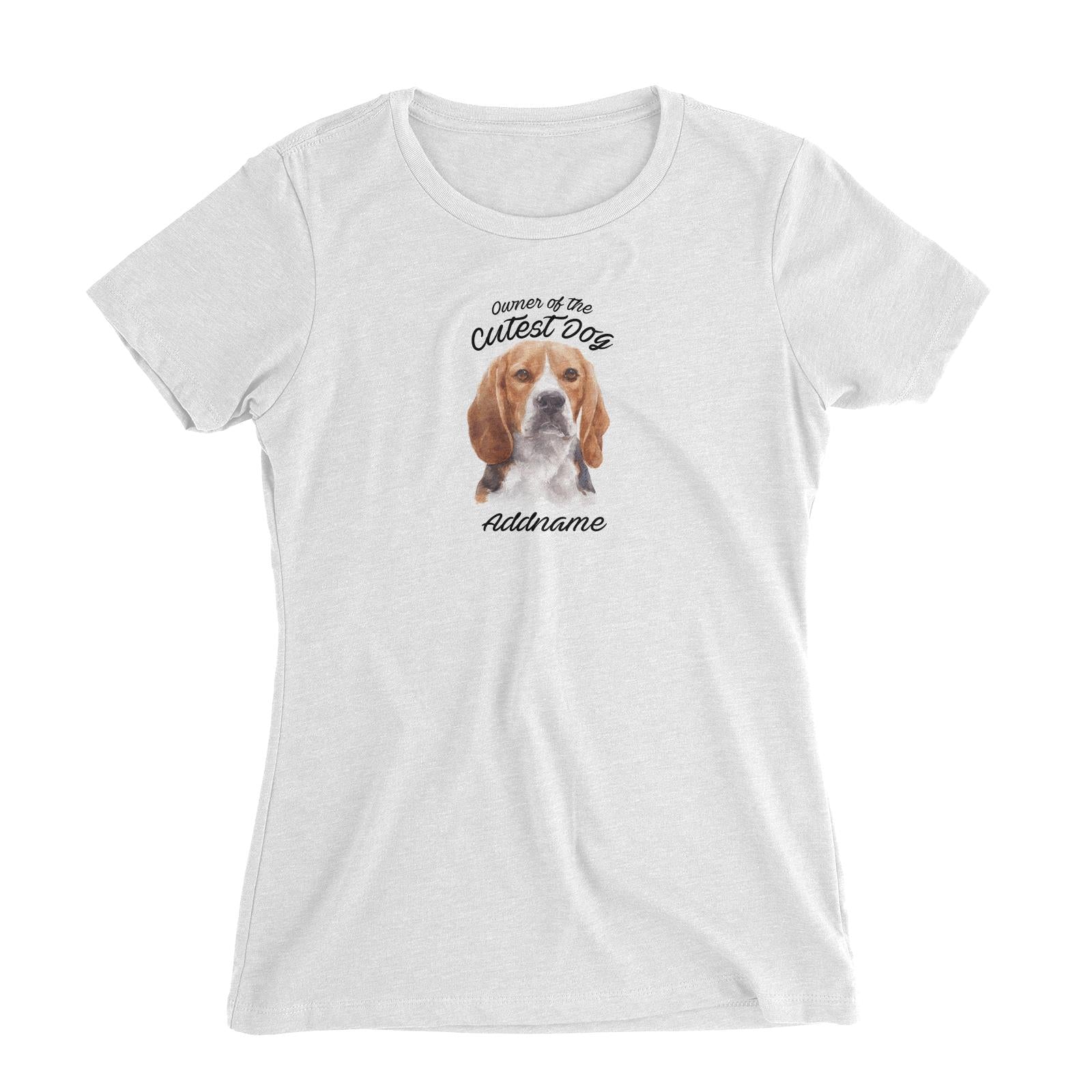 Watercolor Dog Owner Of The Dog Beagle Frown Addname Women's Slim Fit T-Shirt