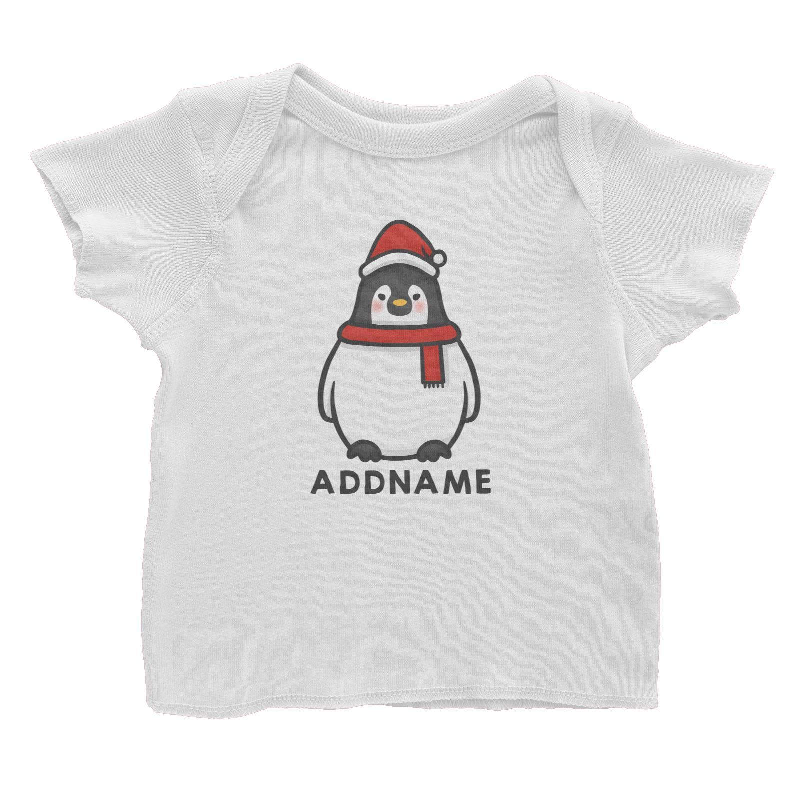 Xmas Cute Pengiun Christmas Hat Addname Accessories Baby T-Shirt