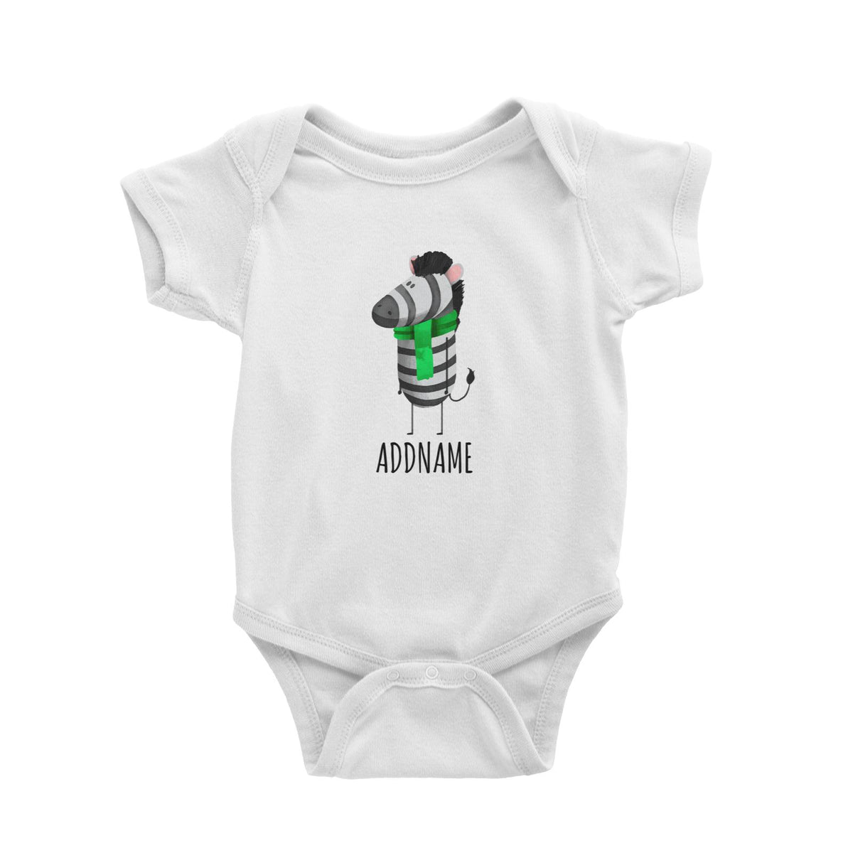Watercolour Zebra White White Baby Romper