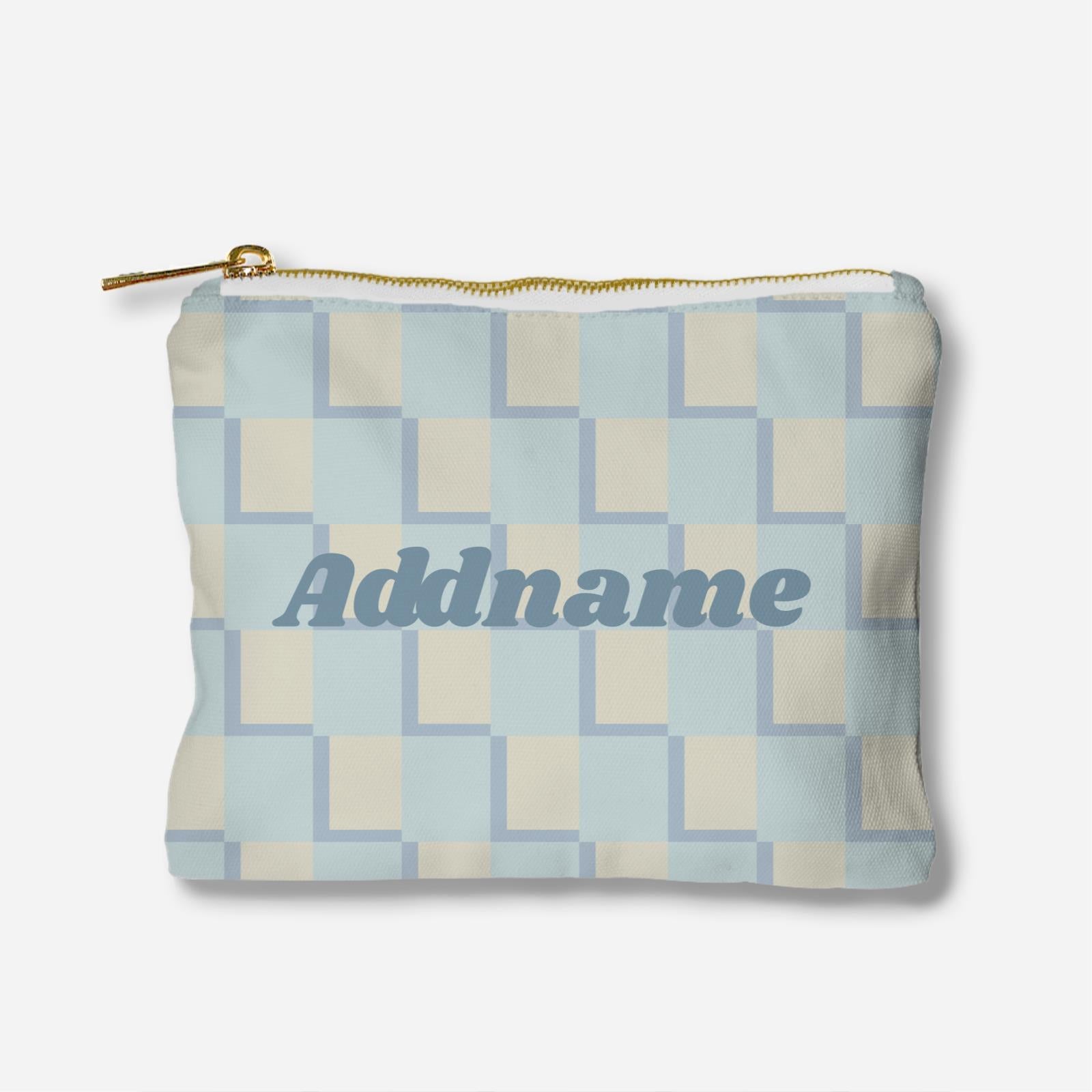 Checkered Series Full Print Zipper Pouch - Blue