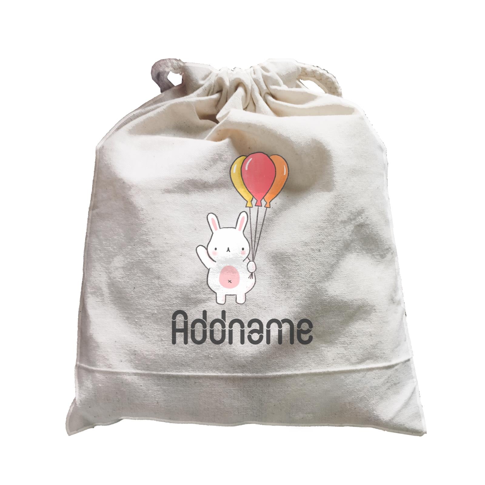 Cute Hand Drawn Style Rabbit with Balloon Addname Satchel