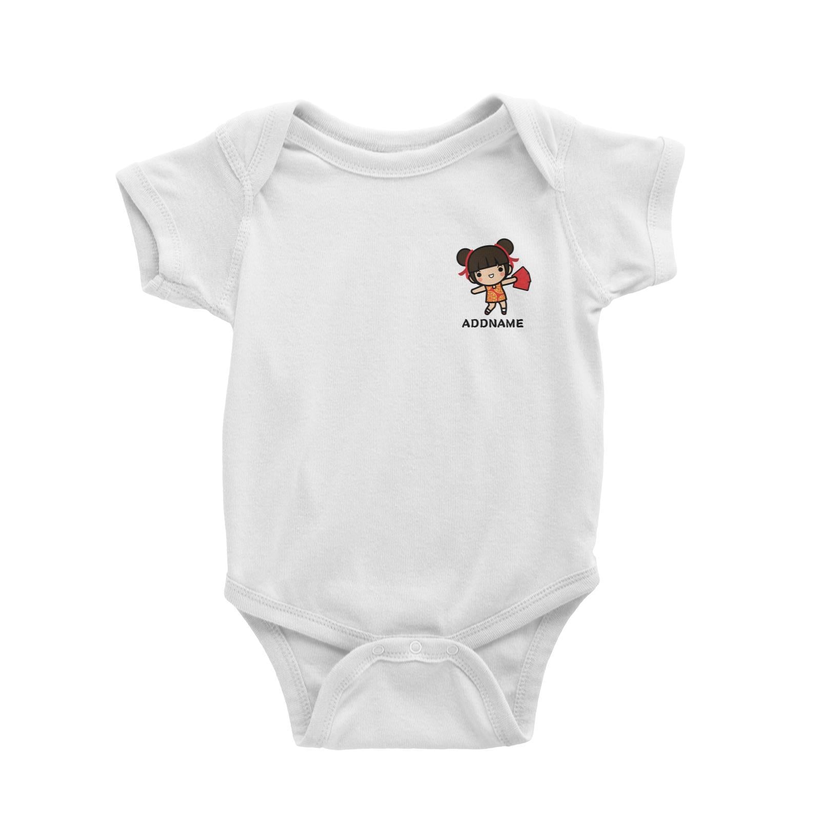 Prosperity CNY Girl with Red Packets Pocket Design Baby Romper
