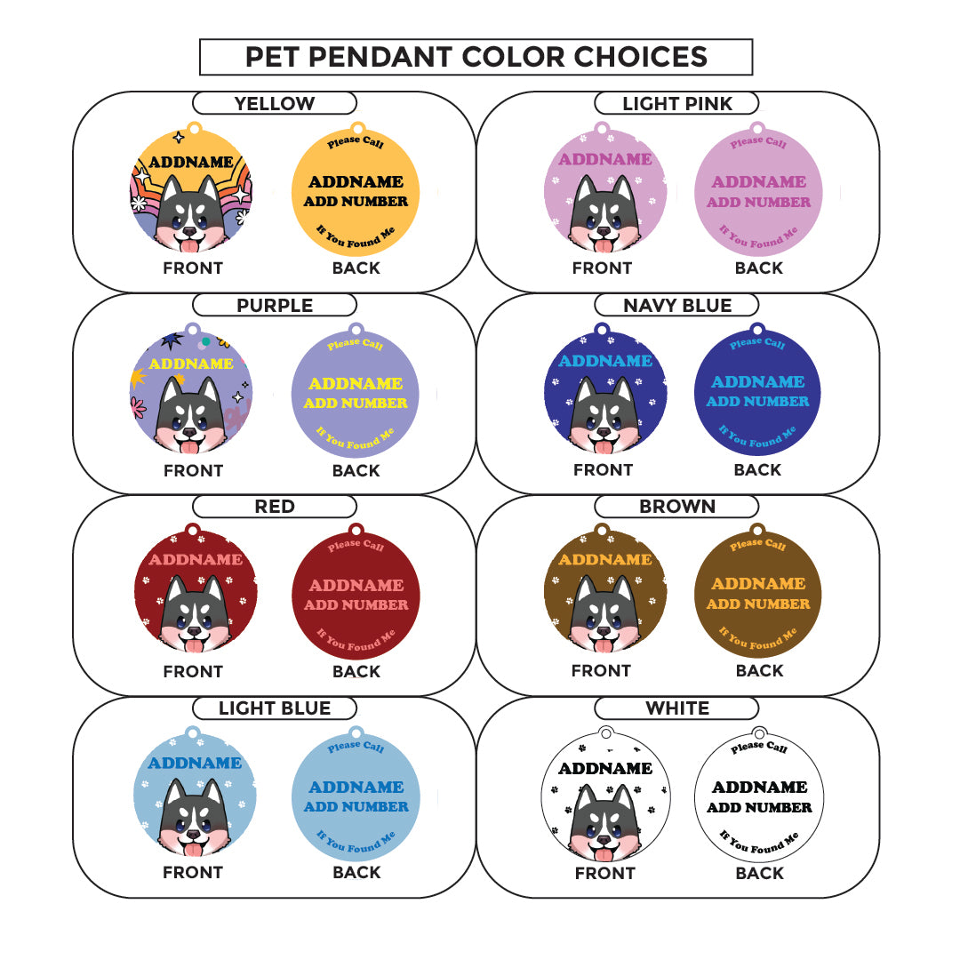 Paw Print Series - Husky Medium Dog Pet Pendant with Collar