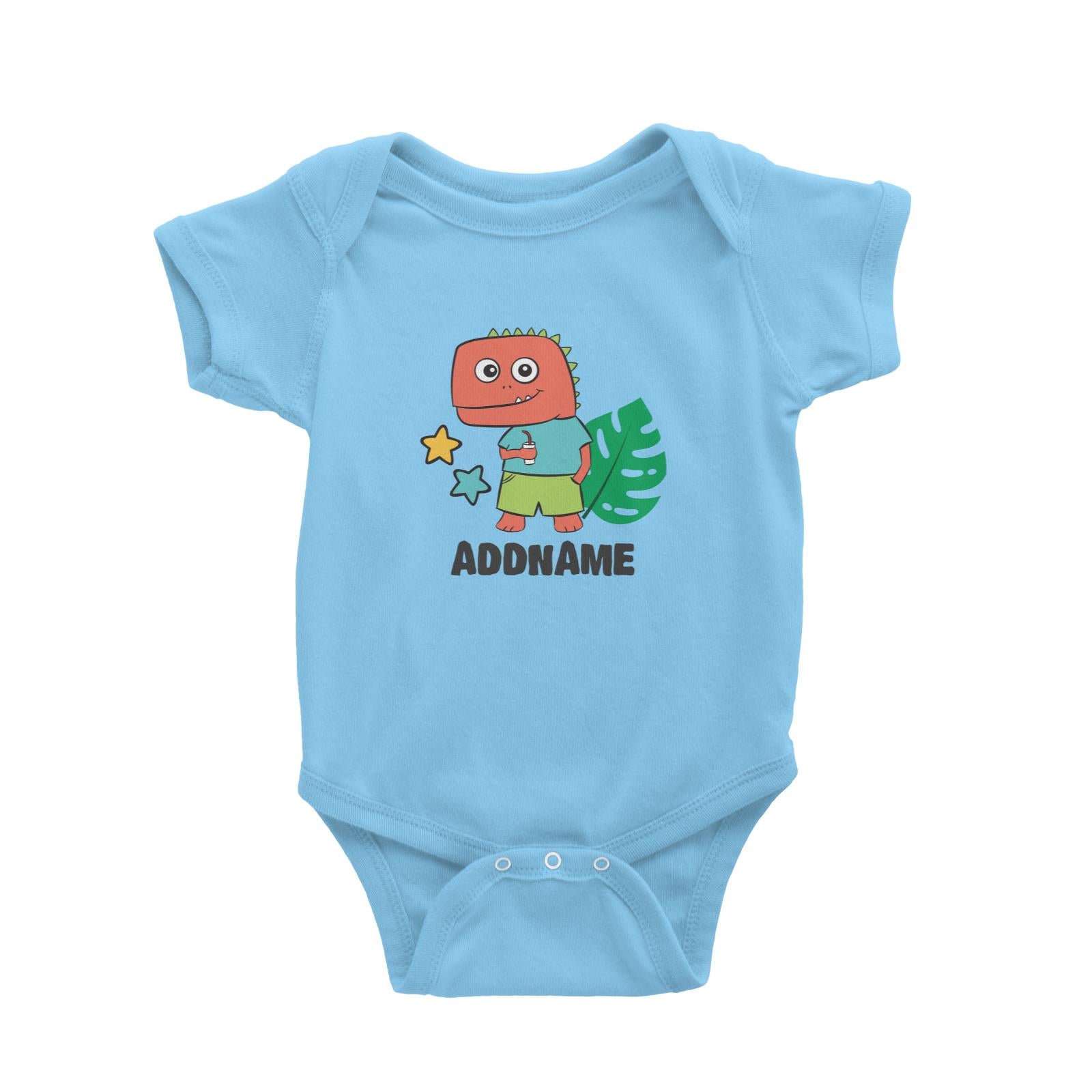 Super Cute Dinosaur Holding Drink Baby Romper