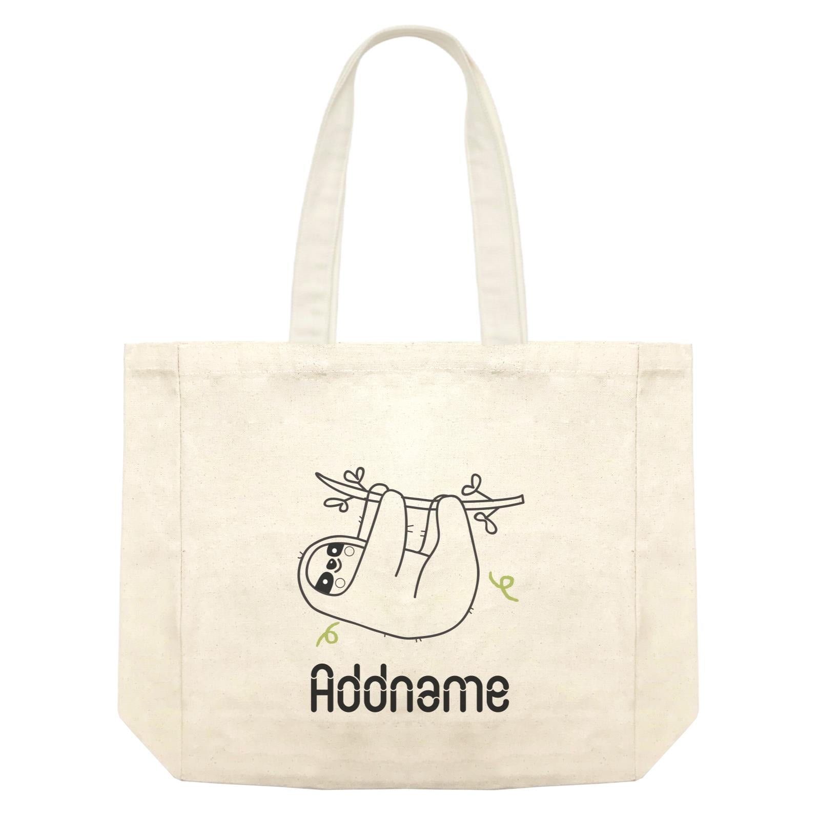 Coloring Outline Cute Hand Drawn Animals Furry Hanging Sloth Addname Shopping Bag