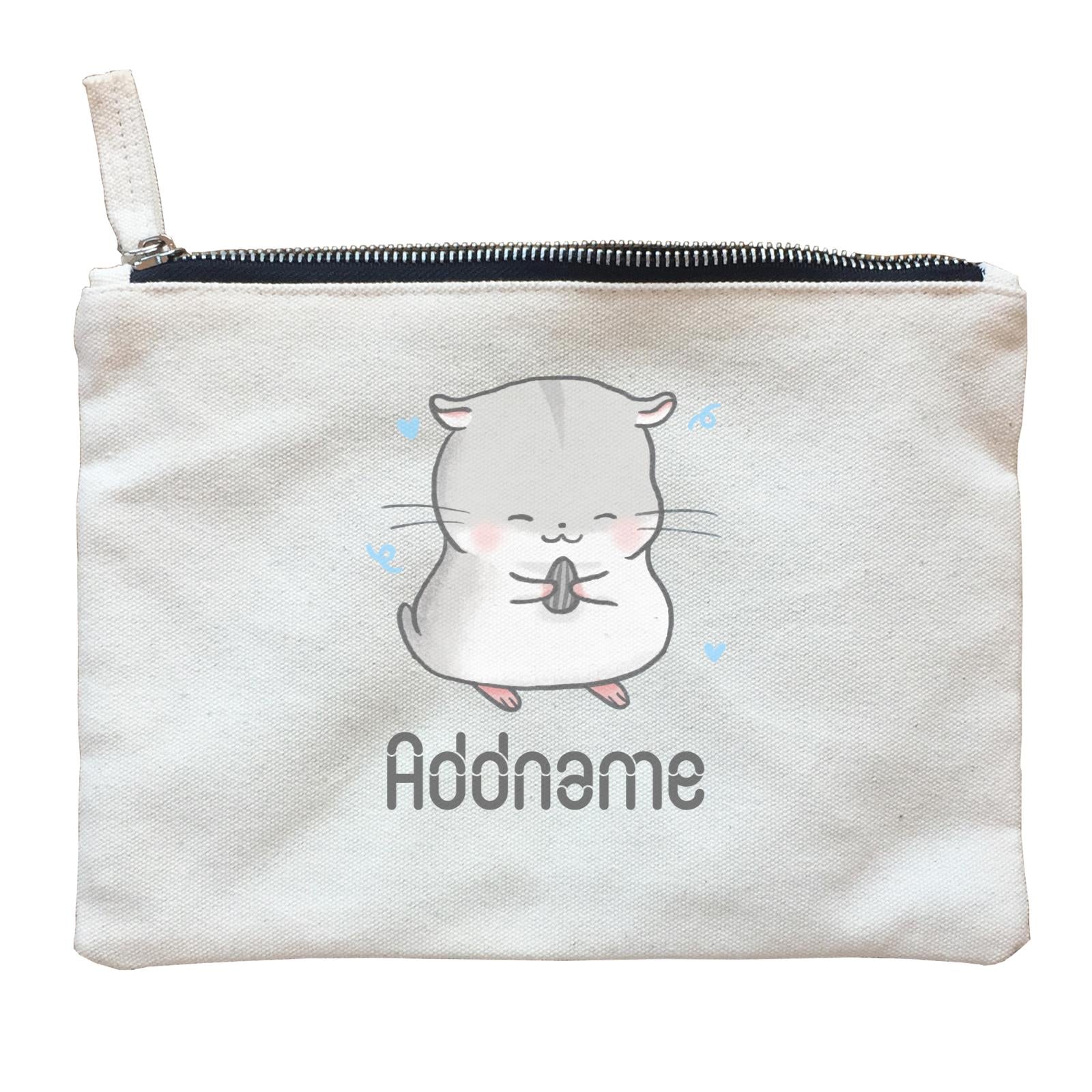 Cute Hand Drawn Style Hamster Addname Zipper Pouch