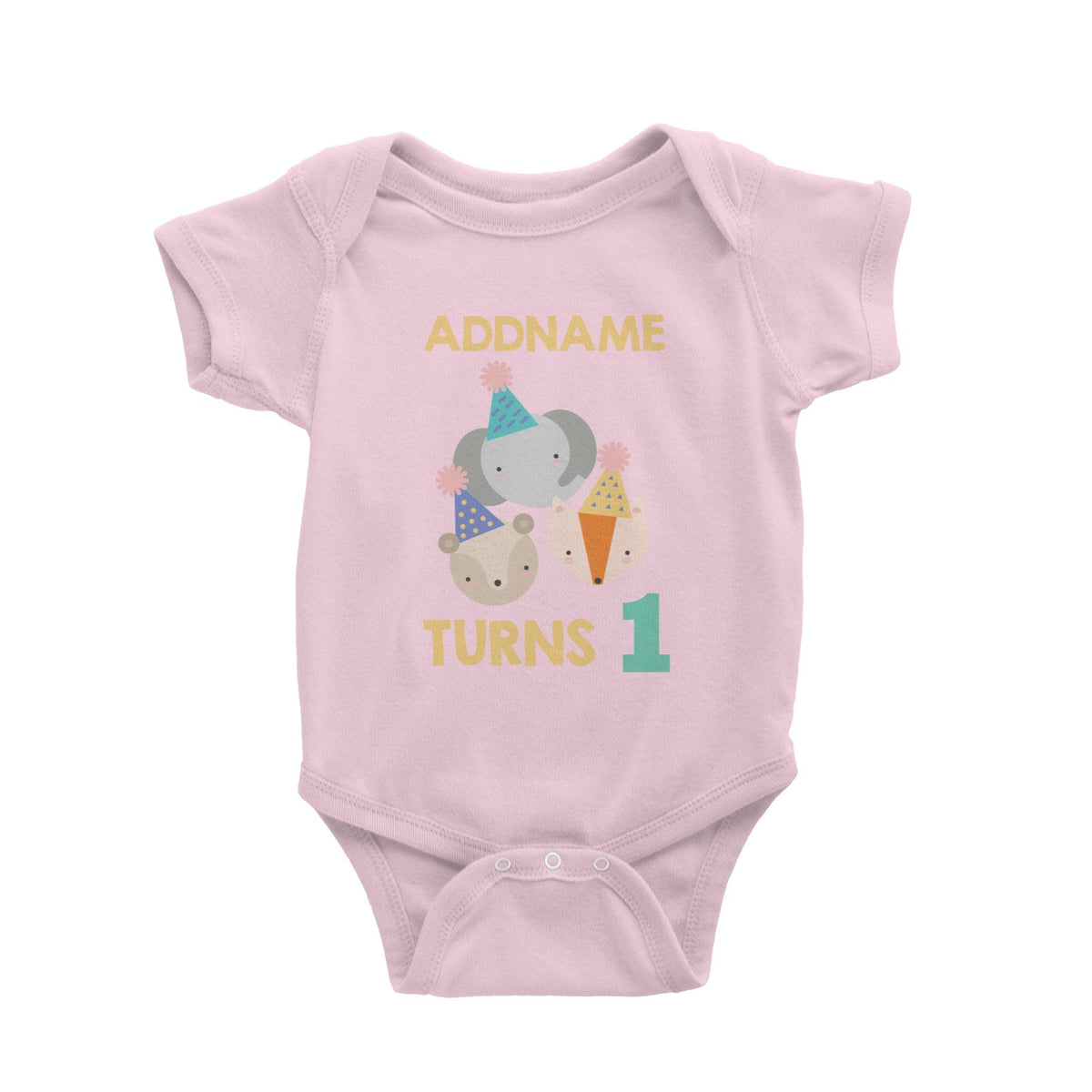 Cute It&#39;s My Birthday Safari Theme with Animals Head Personalizable with Name and Number Baby Romper