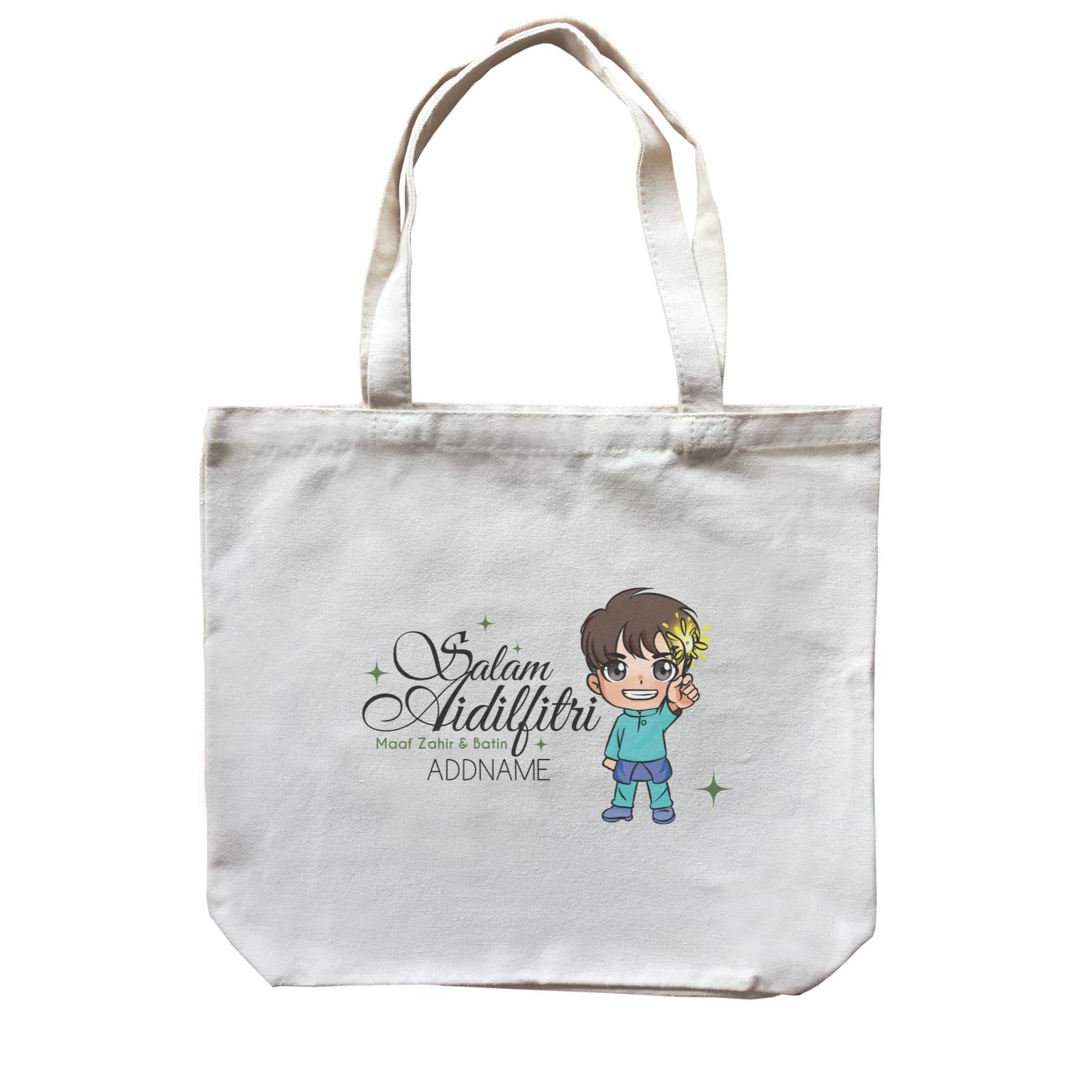 Raya Chibi Wishes Little Boy Addname Wishes Everyone Salam Aidilfitri Maaf Zahir & Batin Accessories Canvas Bag