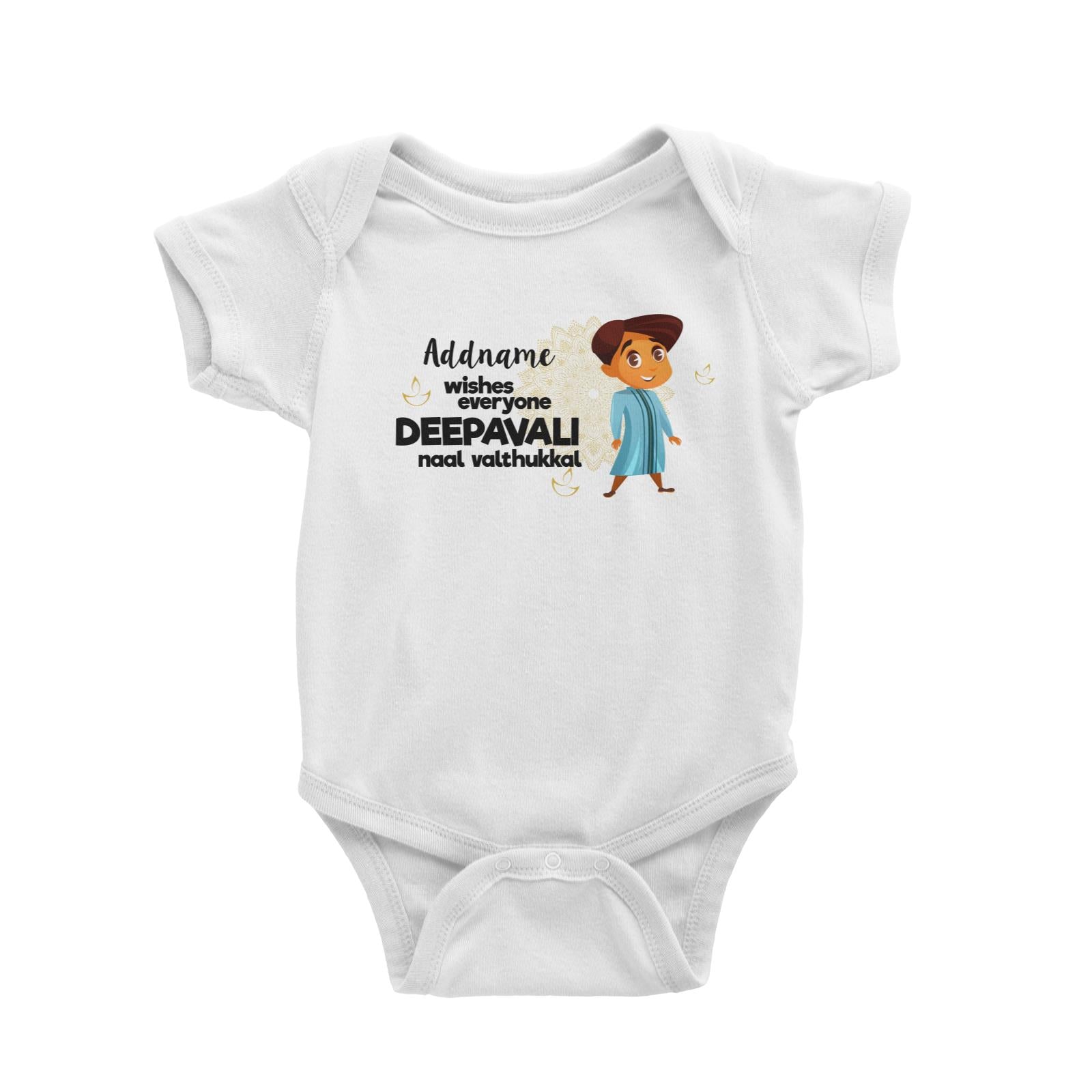 Cute Boy Wishes Everyone Deepavali Addname Baby Romper