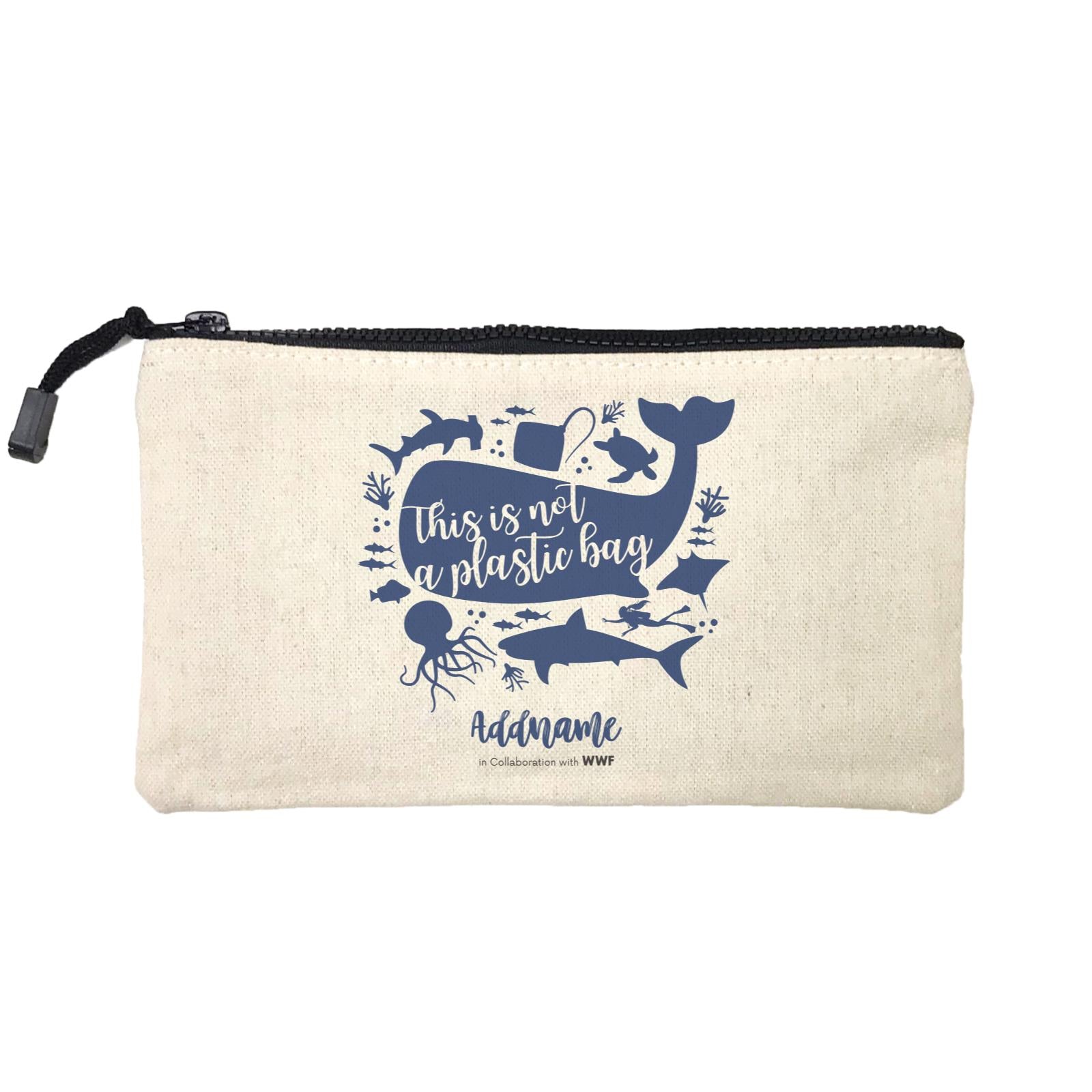 This is Not A Plastic Bag with Sea Animals Silhouette Addname Mini Accessories Stationery Pouch