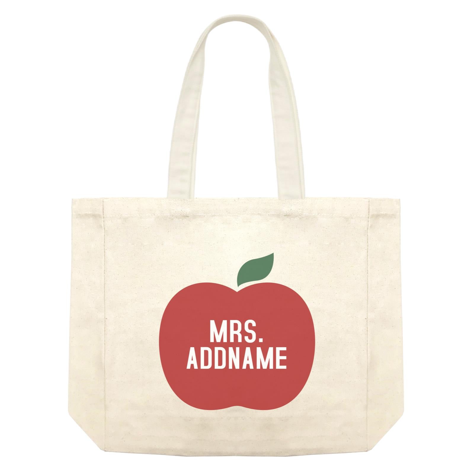 Teacher Addname Big Red Apple Mrs. Addname Shopping Bag