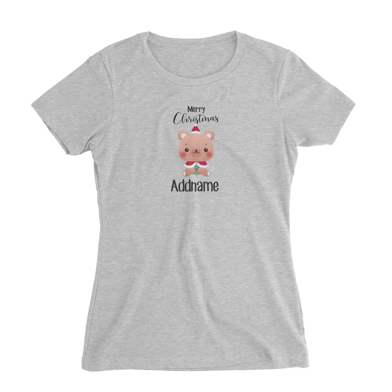 Christmas Cute Animal Series Bear Merry Christmas Women's Slim Fit T-Shirt