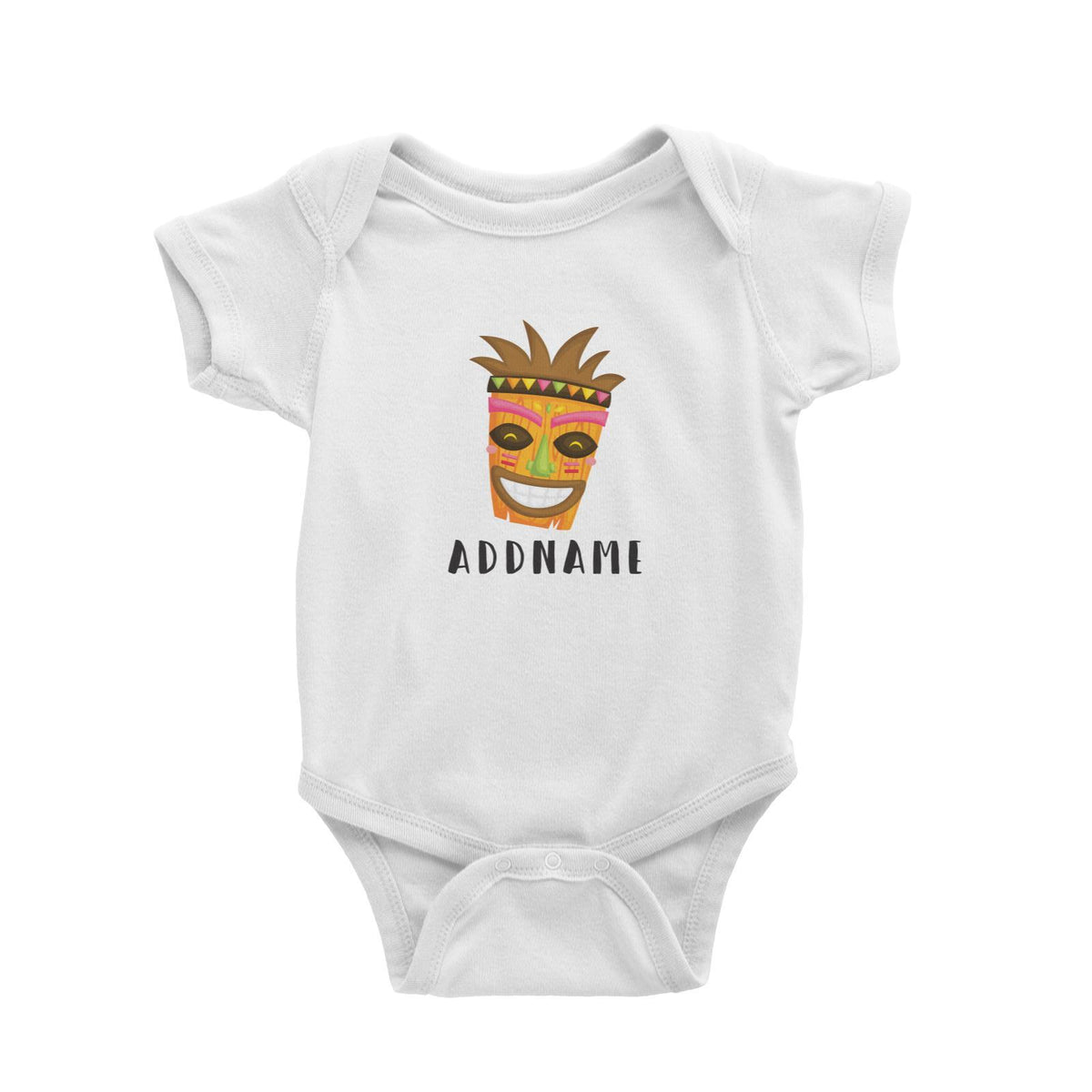 Birthday Hawaii Happy Tribal Mask Addname Baby Romper