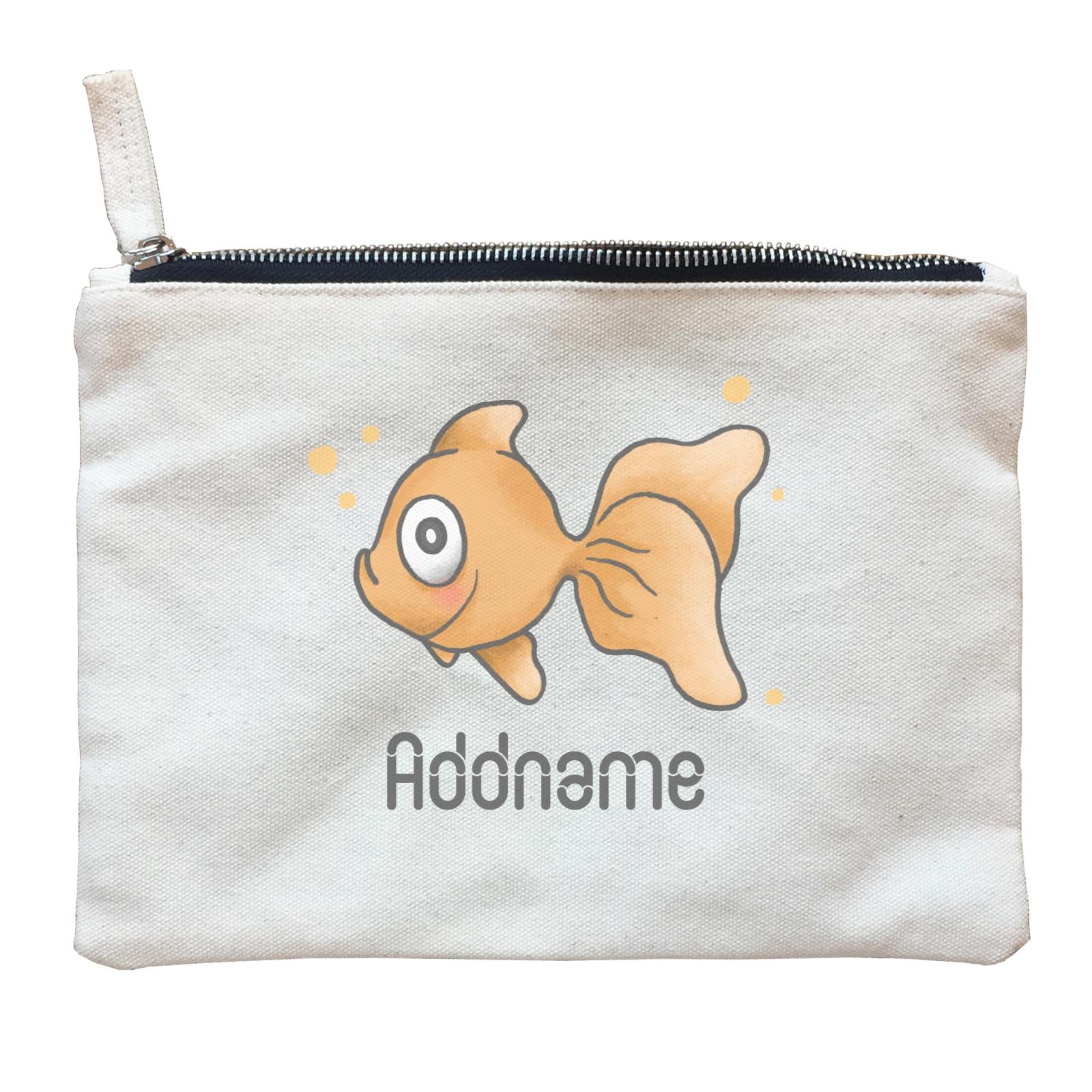 Cute Hand Drawn Style Goldfish Addname Zipper Pouch