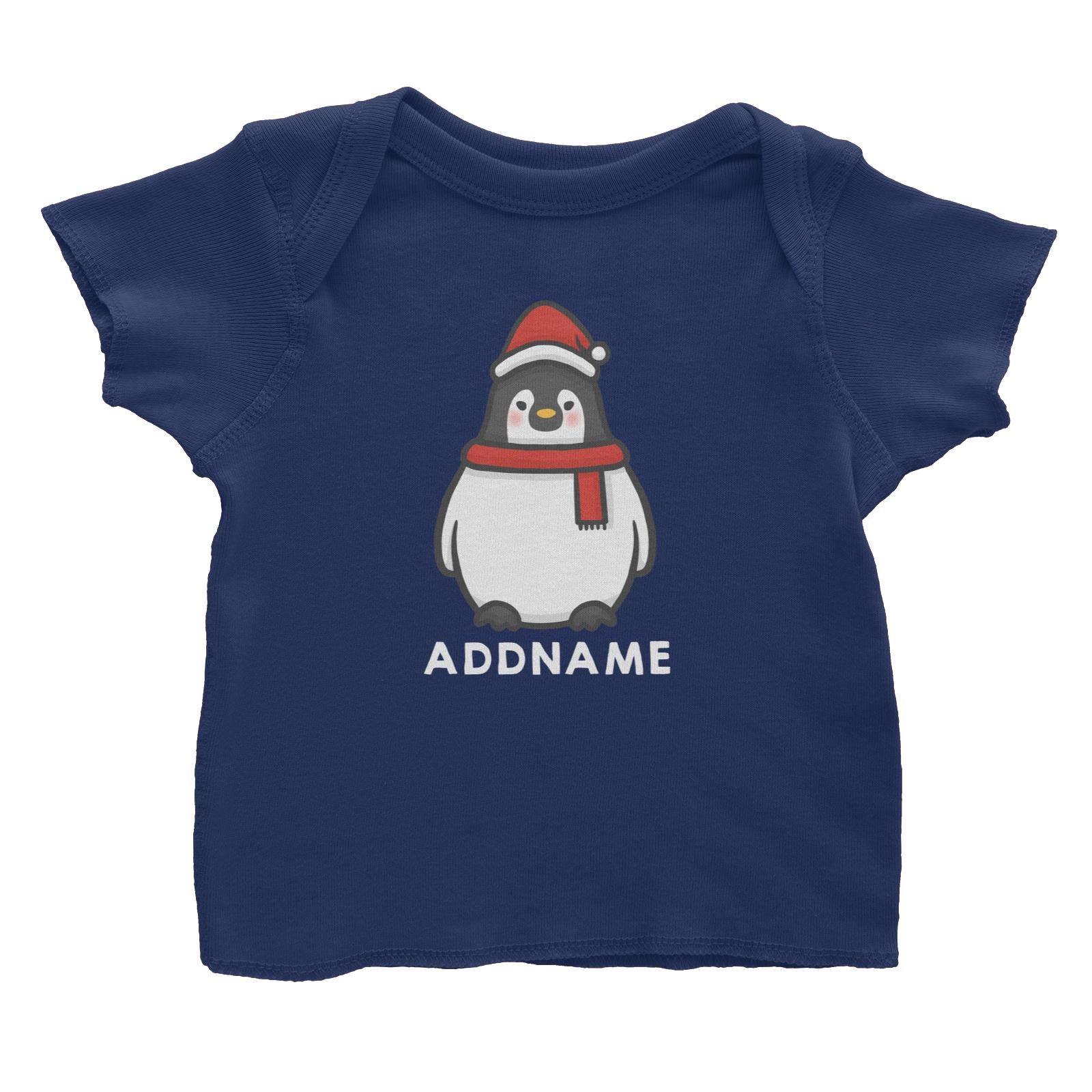 Xmas Cute Pengiun Christmas Hat Addname Accessories Baby T-Shirt