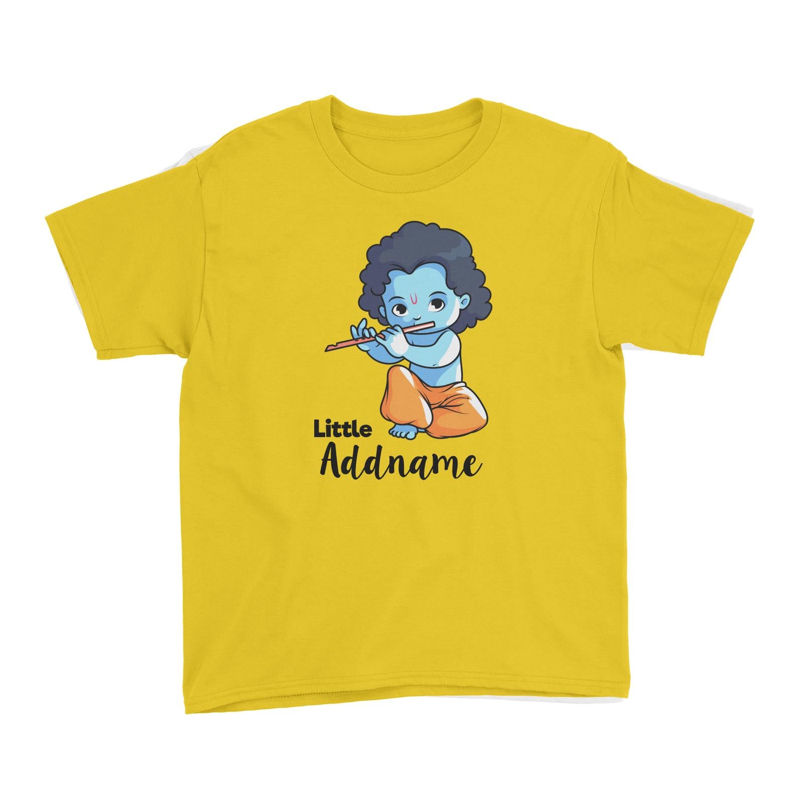 Cute Krishna Sitting Playing Flute Little Addname Kid's T-Shirt