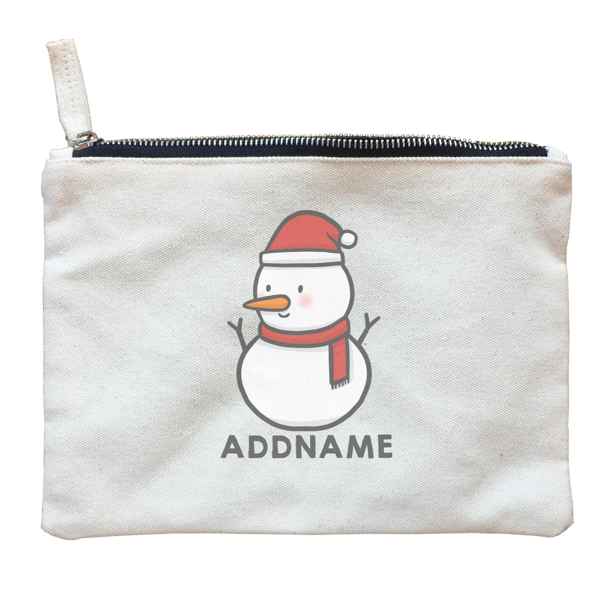 Xmas Cute Snowman Facing Left Addname Zipper Pouch