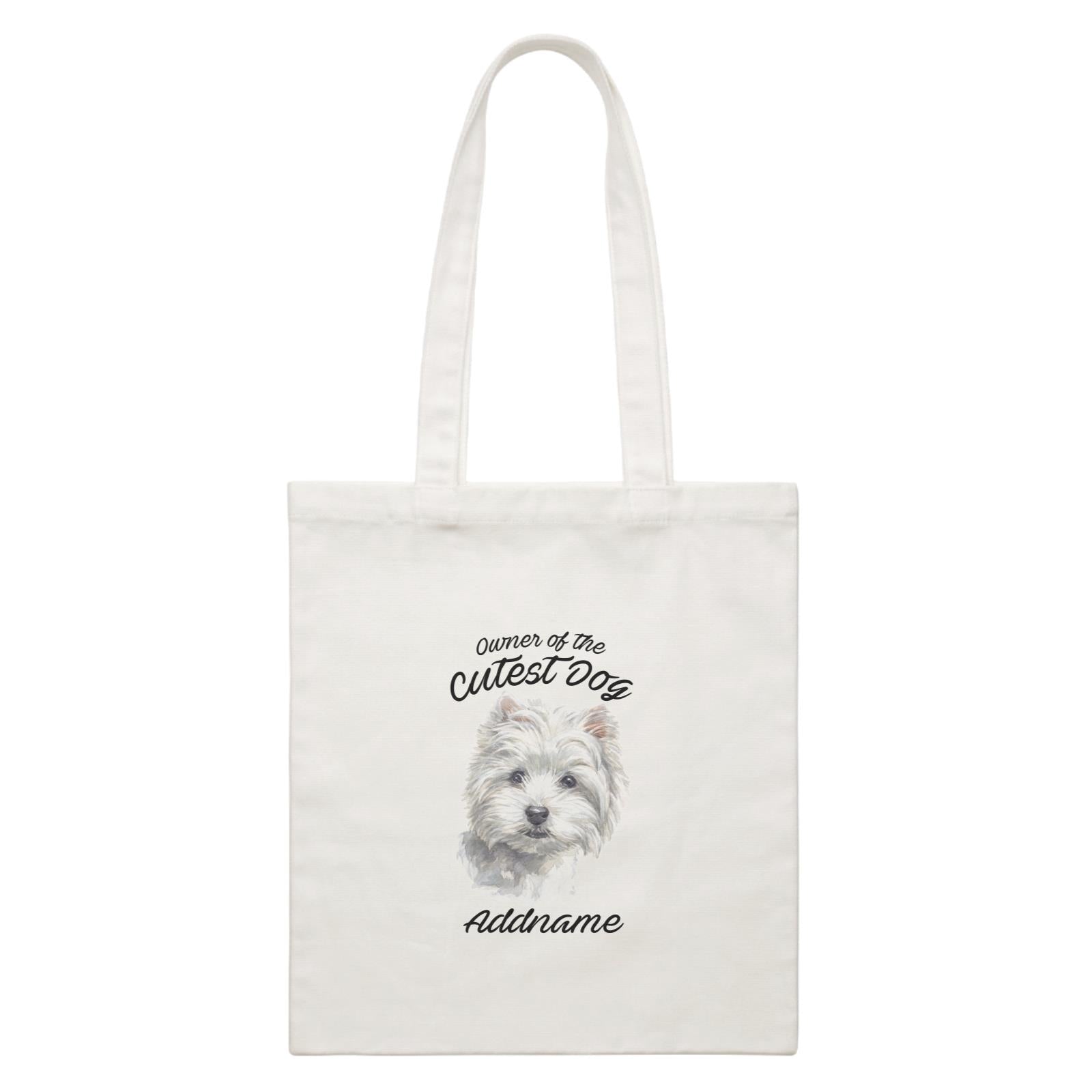 Watercolor Dog Owner Of The Cutest Dog West Highland White Terrier Addname White Canvas Bag