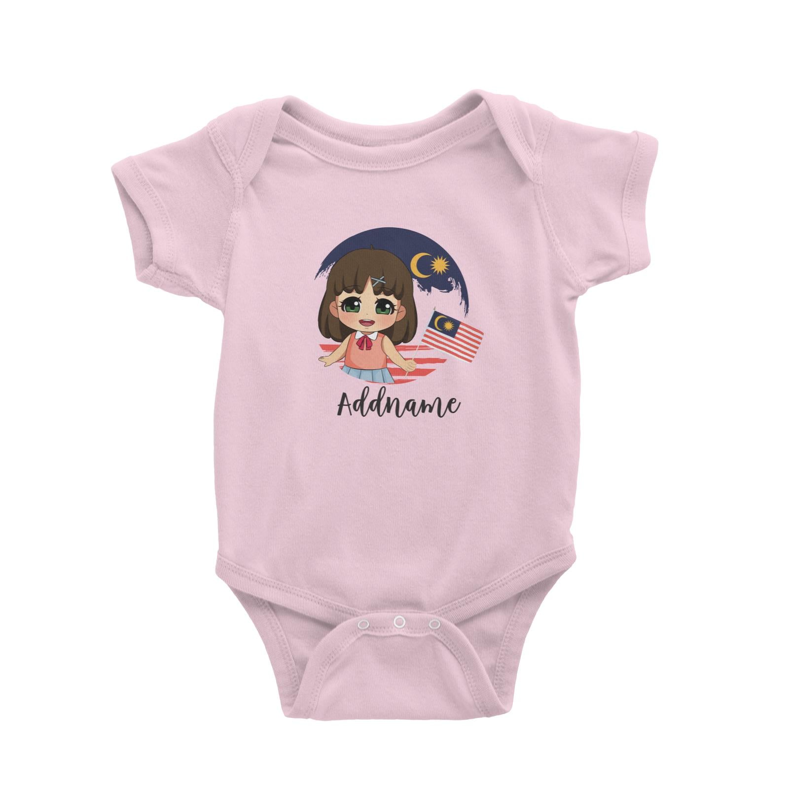 Merdeka Series Round Flag Chinese Girl Addname Baby Romper