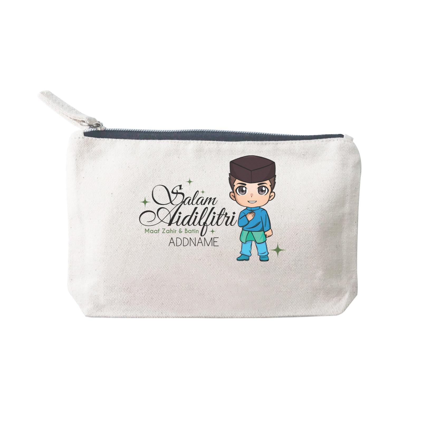 Raya Chibi Wishes Man Addname Wishes Everyone Salam Aidilfitri Maaf Zahir & Batin Mini Accessories Stationery Pouch 2