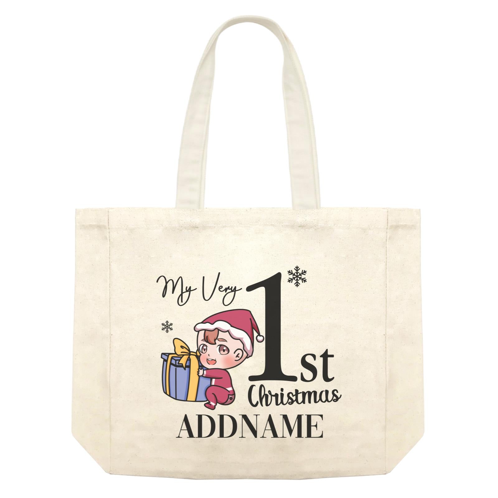 Xmas Christmas Chibi Family My Very 1st Christmas Baby Boy Holding Present Shopping Bag