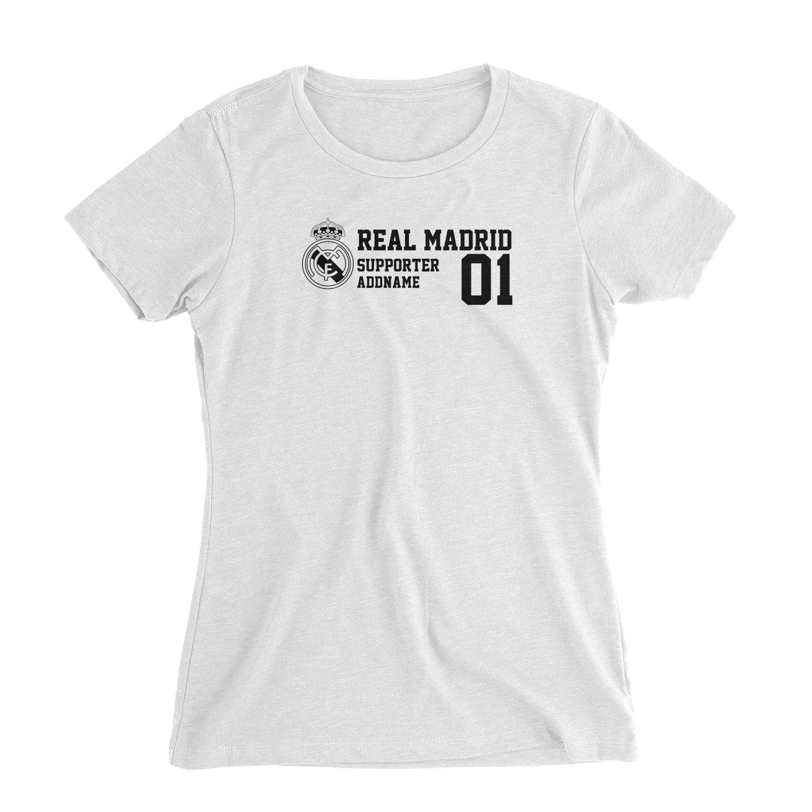 Real Madrid Football Supporter Addname Women Slim Fit T-Shirt