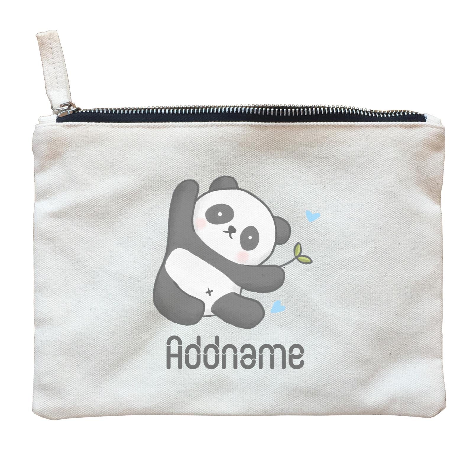 Cute Hand Drawn Style Panda Addname Zipper Pouch