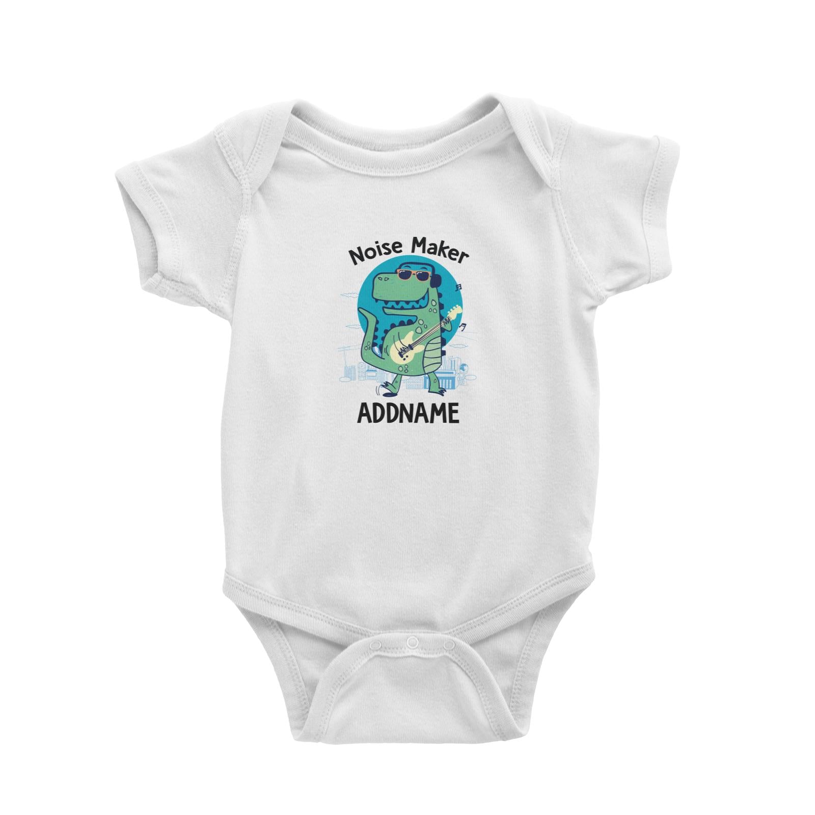 Cool Vibrant Series Noise Maker Rockstar Dinosaur Addname Baby Romper