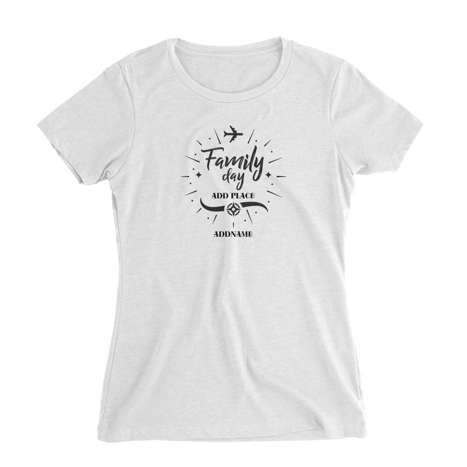 Family Day Flight Plane Icon Family Day Addname And Add Place Women Slim Fit T-shirt