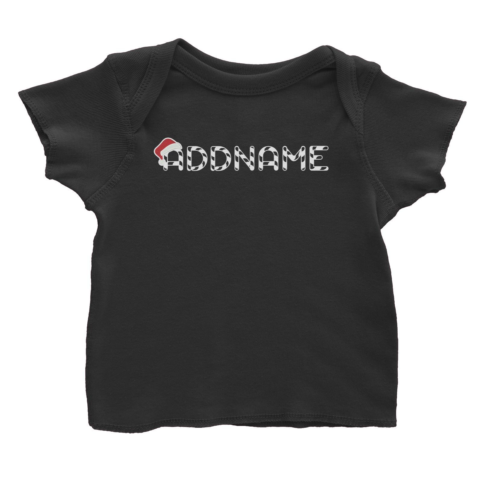 Candy Cane Alphabet Addname with Santa Hat Baby T-Shirt