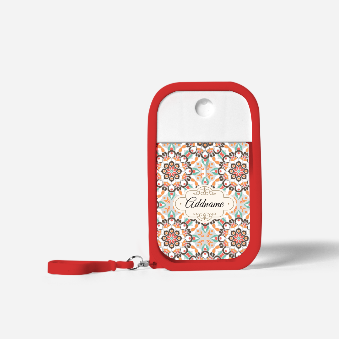 Moroccan Series Refillable Hand Sanitizer with Personalisation - Arabesque Geo Brown Red