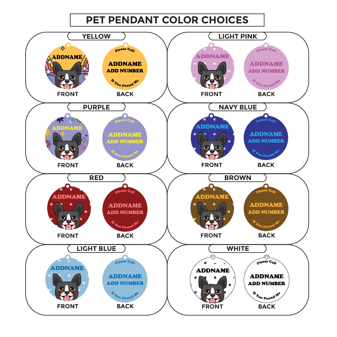 Paw Print Series - Boston Terrier Medium Dog Pet Pendant with Collar