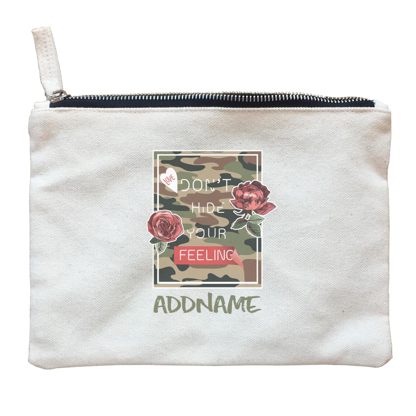 Cool Chic Flowers Camouflage Don't Hide Your Feelings With Addname Zipper Pouch