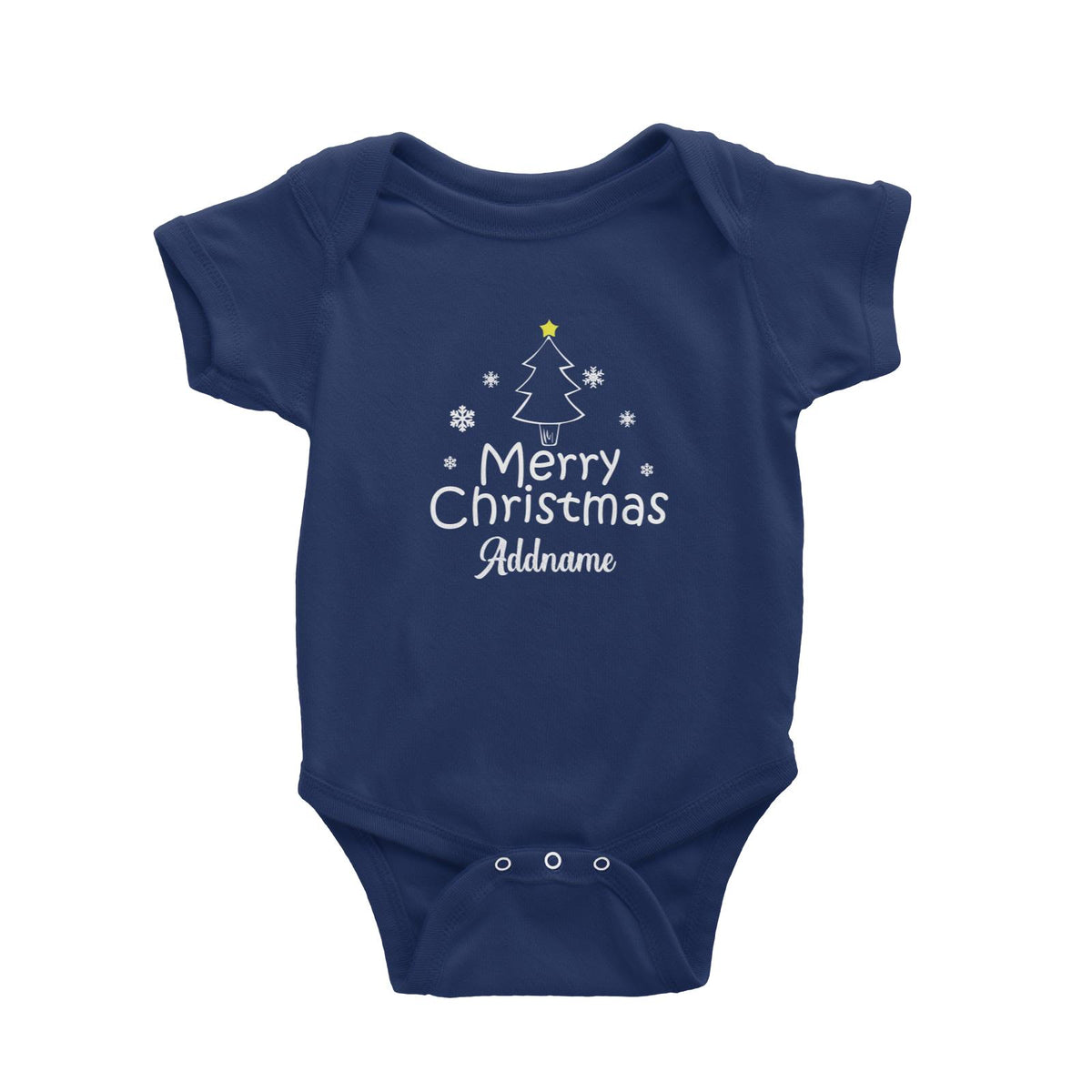 Christmas Series Merry Christmas Tree with Snowflakes Baby Romper