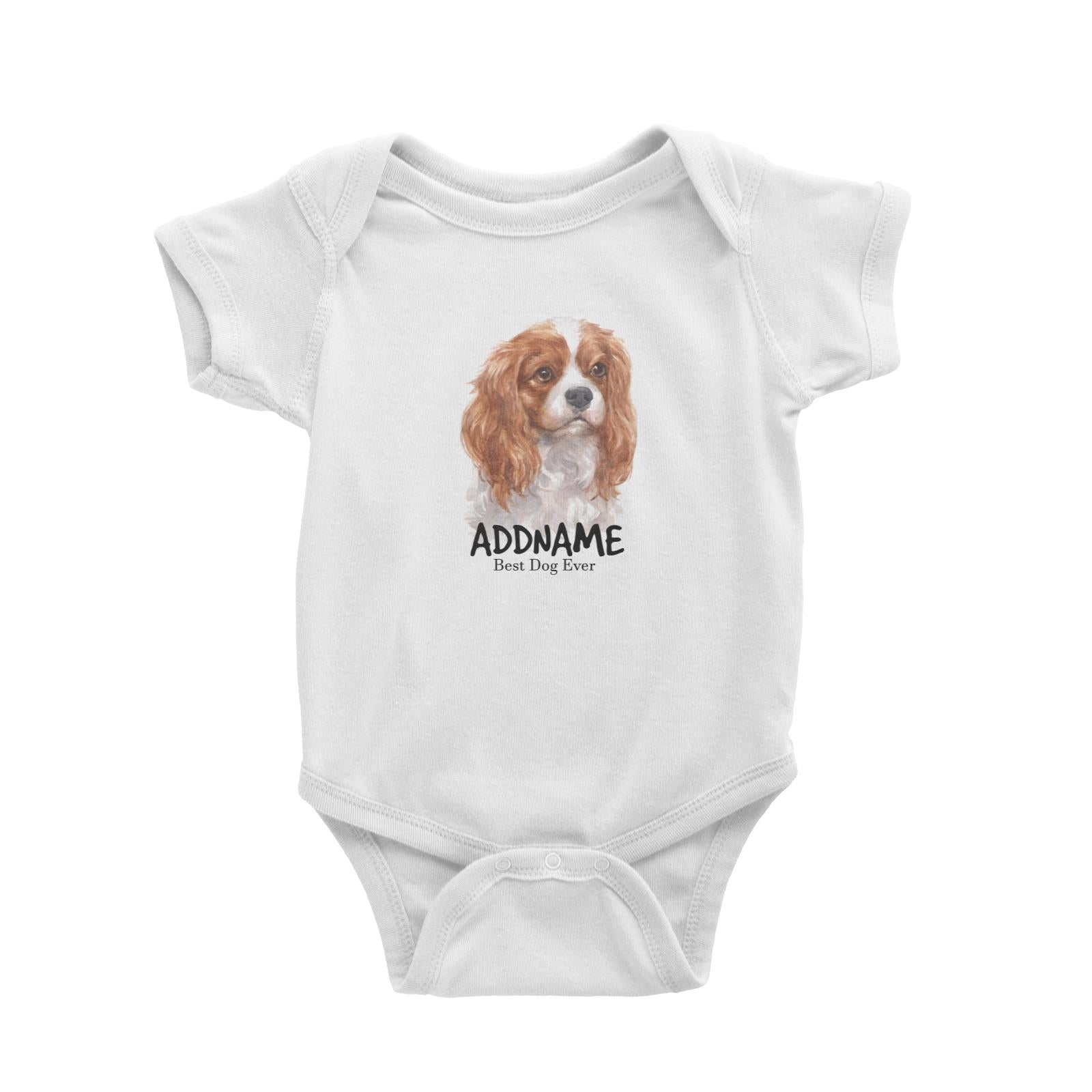 Watercolor Dog King Charles Spaniel Curly Best Dog Ever Addname Baby Romper