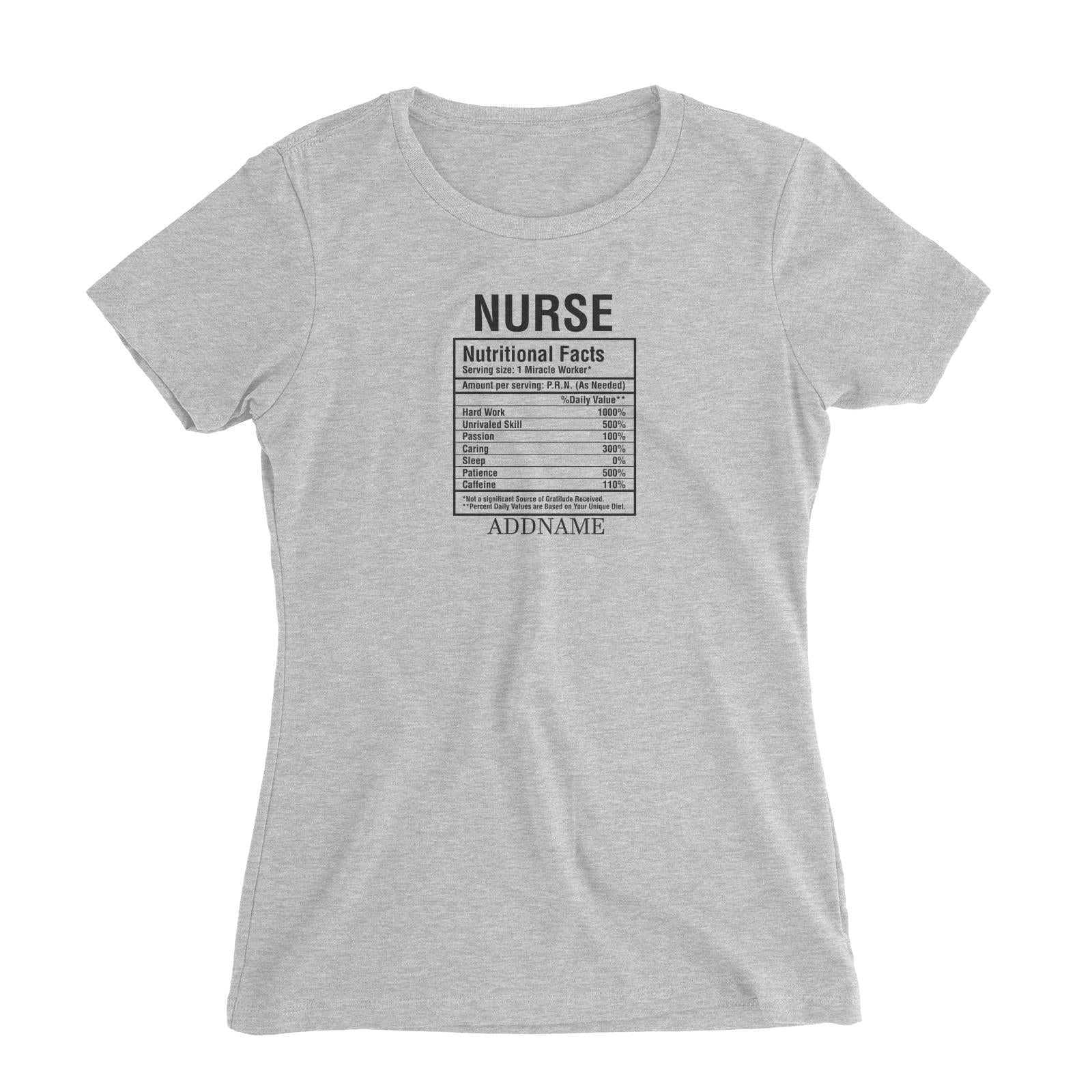 Nurse Nutritional Facts Women's Slim Fit T-Shirt
