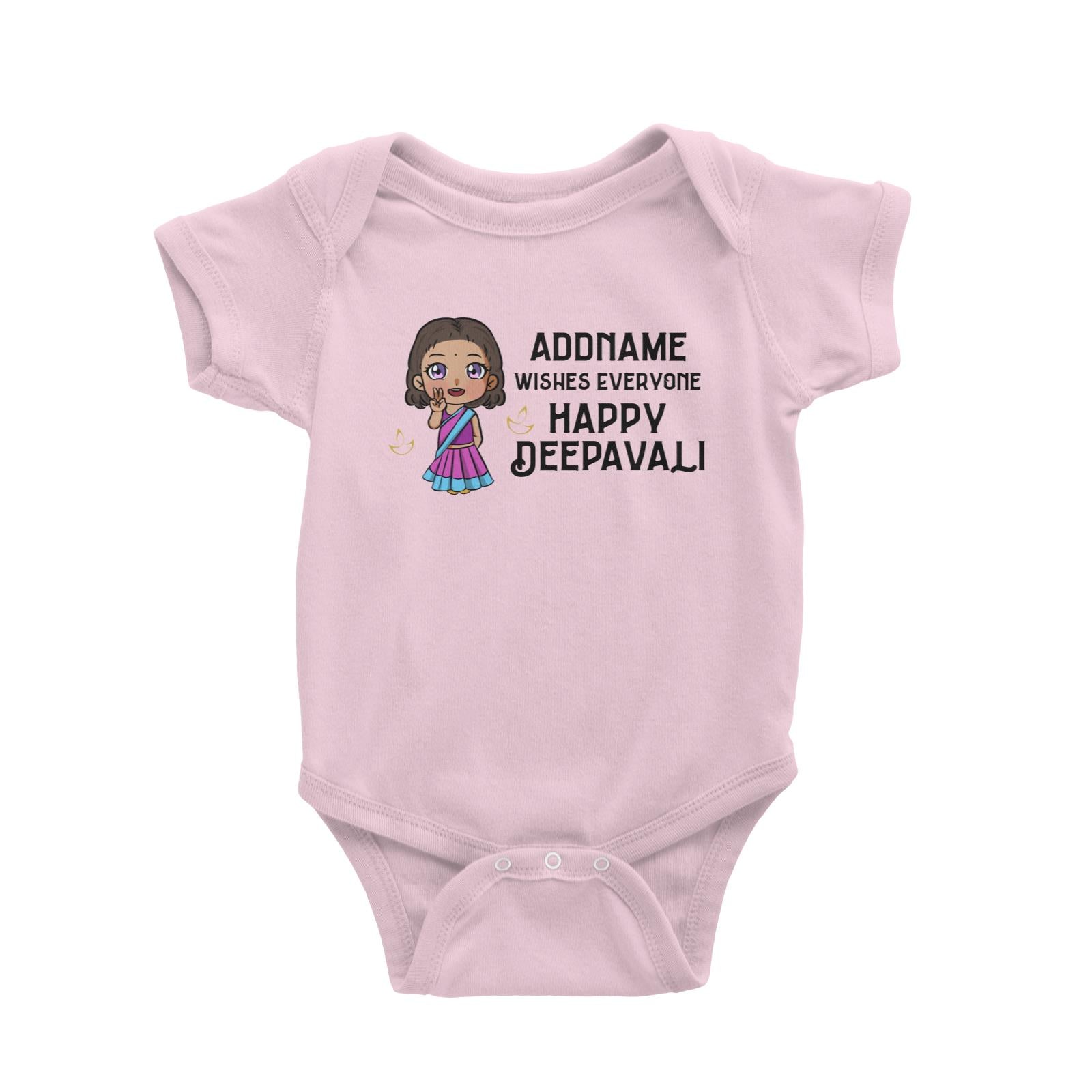 Deepavali Chibi Little Girl Front Addname Wishes Everyone Deepavali Baby Romper