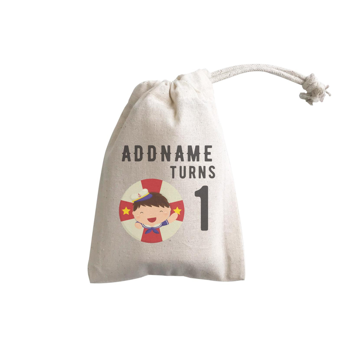 Birthday Sailor Baby Boy In Lifebuoy Addname Turns 1 GP Gift Pouch