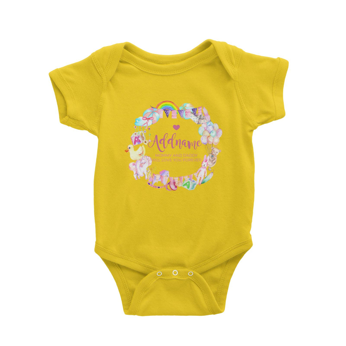 Watercolour Magical Girlish Creatures and Elements Personalizable with Name and Text Baby Romper