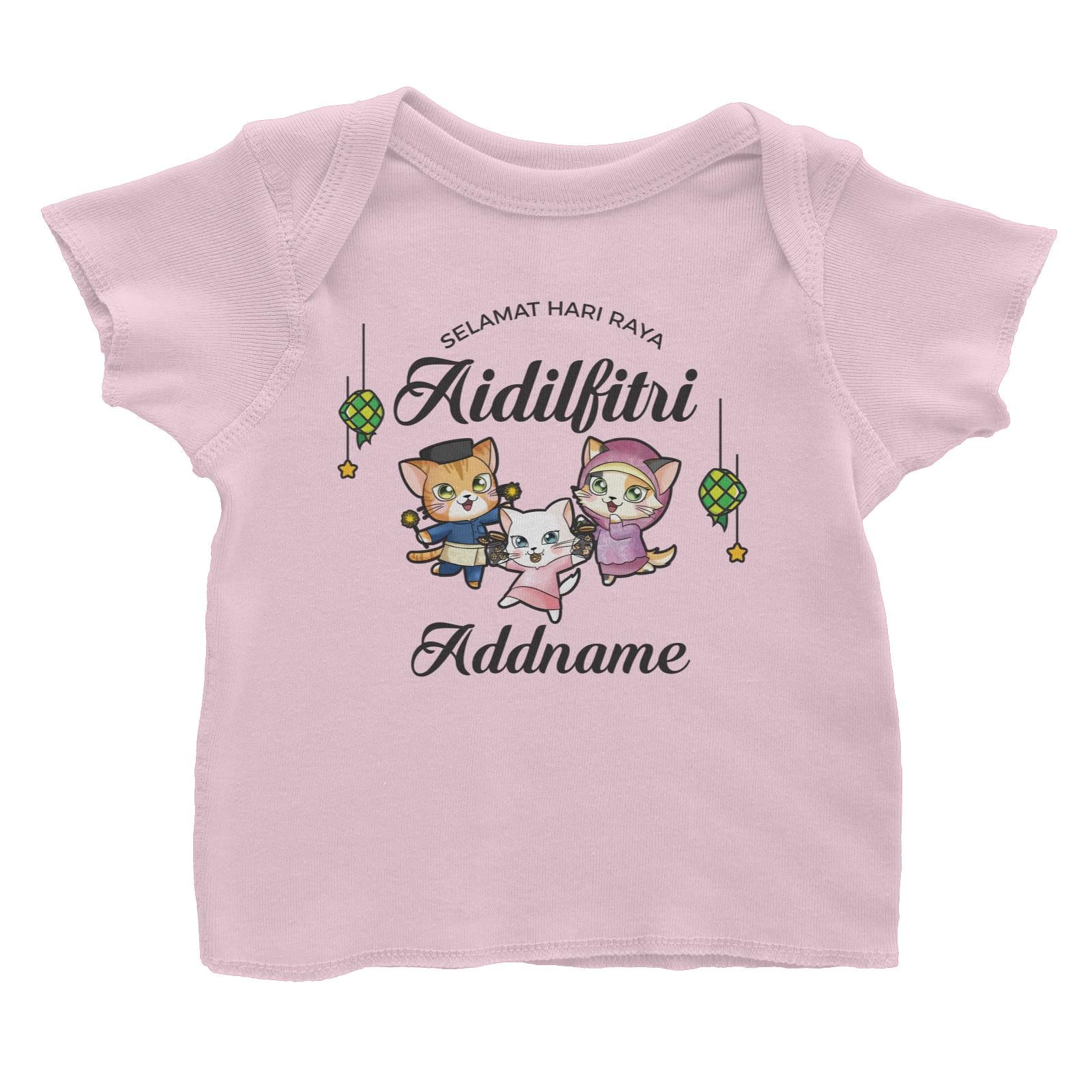 Raya Cute Animals Cat Family With Sister Wishes Selamat Hari Raya Aidilfitri Baby T-Shirt