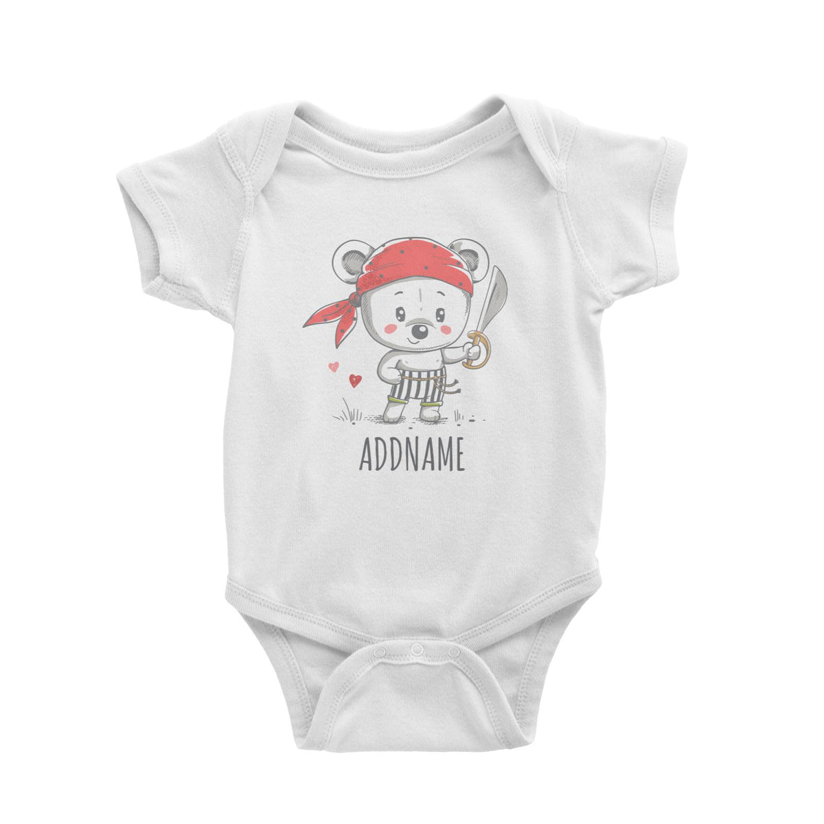 Pirate Bear White Baby Romper Personalizable Designs Cute Sweet Animal HG