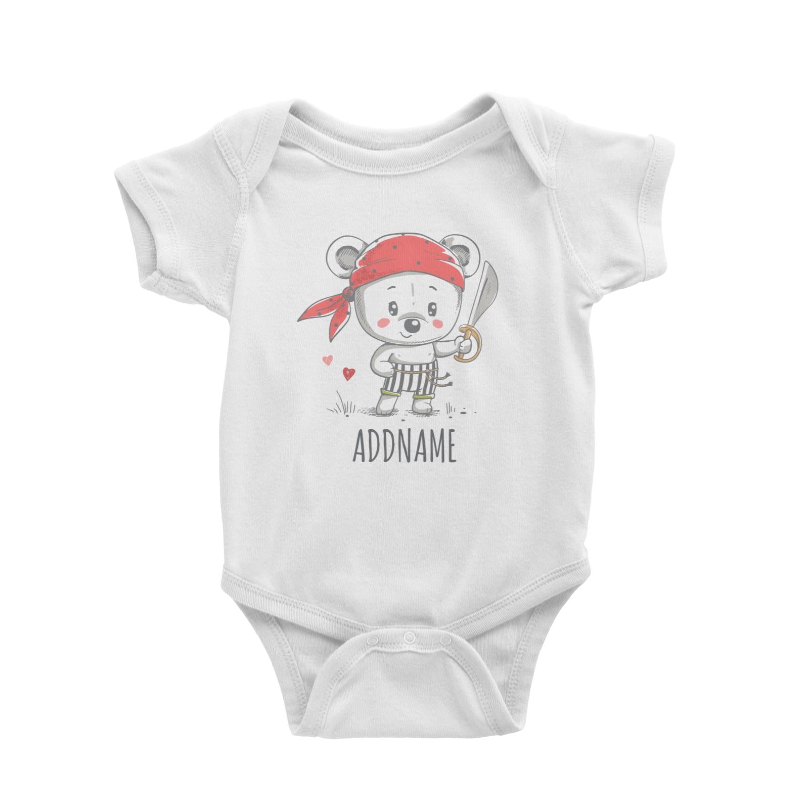 Pirate Bear White Baby Romper Personalizable Designs Cute Sweet Animal HG
