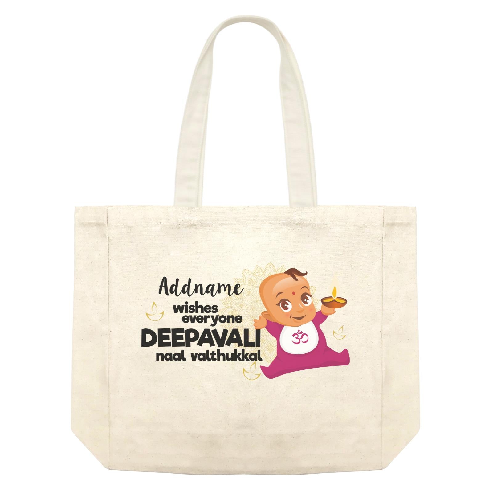 Cute Baby Wishes Everyone Deepavali Addname Shopping Bag