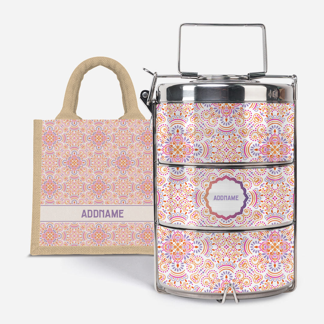 Pookal Series Premium Tiffin with Half Lining Lunch Bag - Triumph Natural