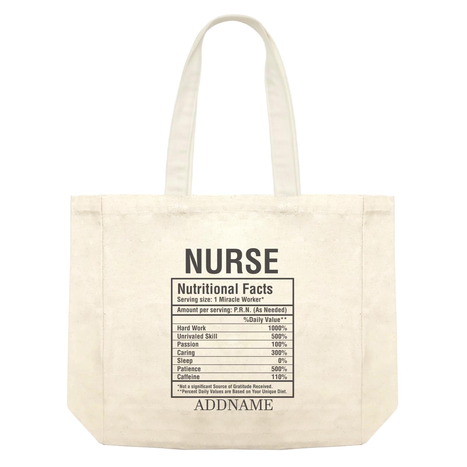 Nurse Nutritional Facts Shopping Bag