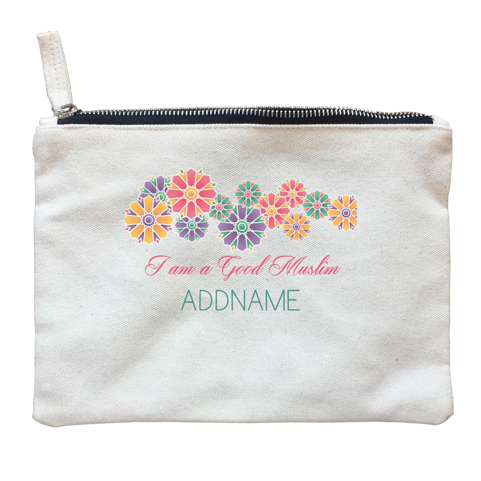 I Am a Good Muslim Flower Motifs Addname Zipper Pouch