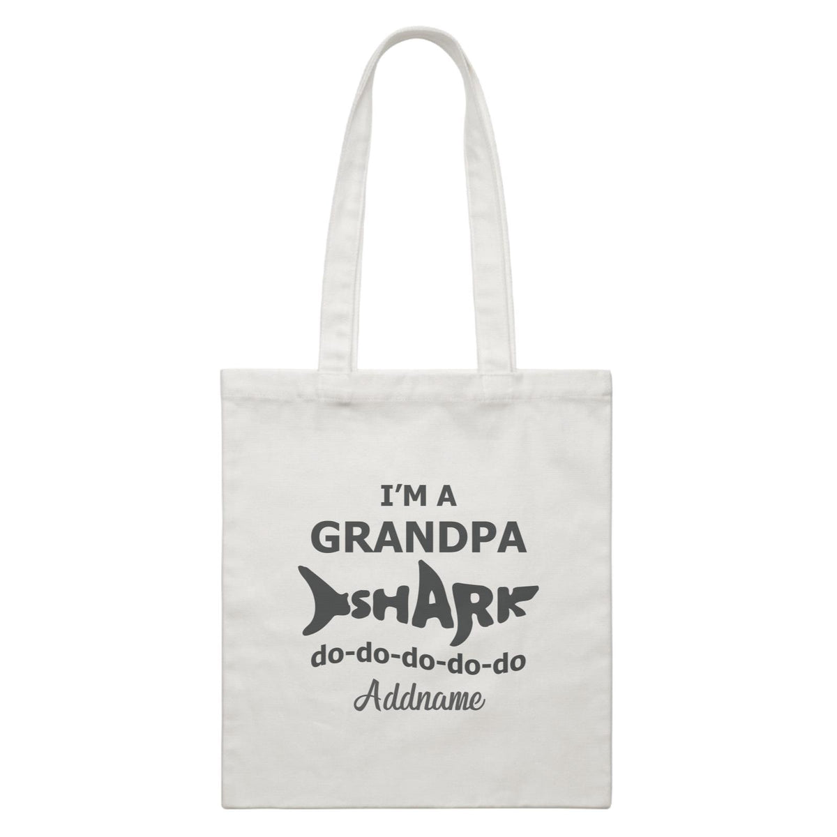 Shark Shape Family Im A Grandpa Shark Doo Doo Addname White Canvas Bag