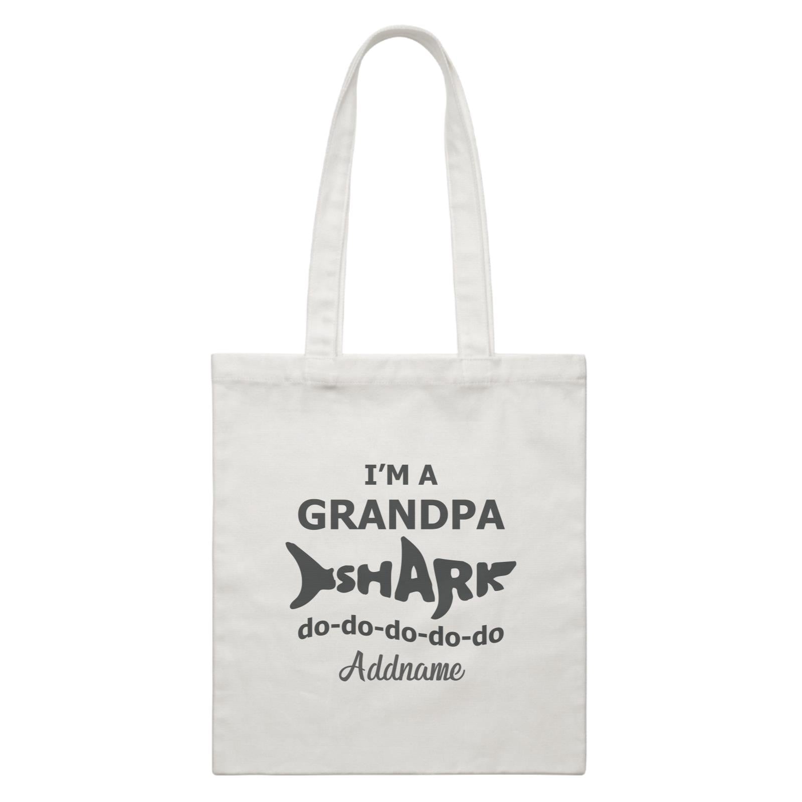 Shark Shape Family Im A Grandpa Shark Doo Doo Addname White Canvas Bag