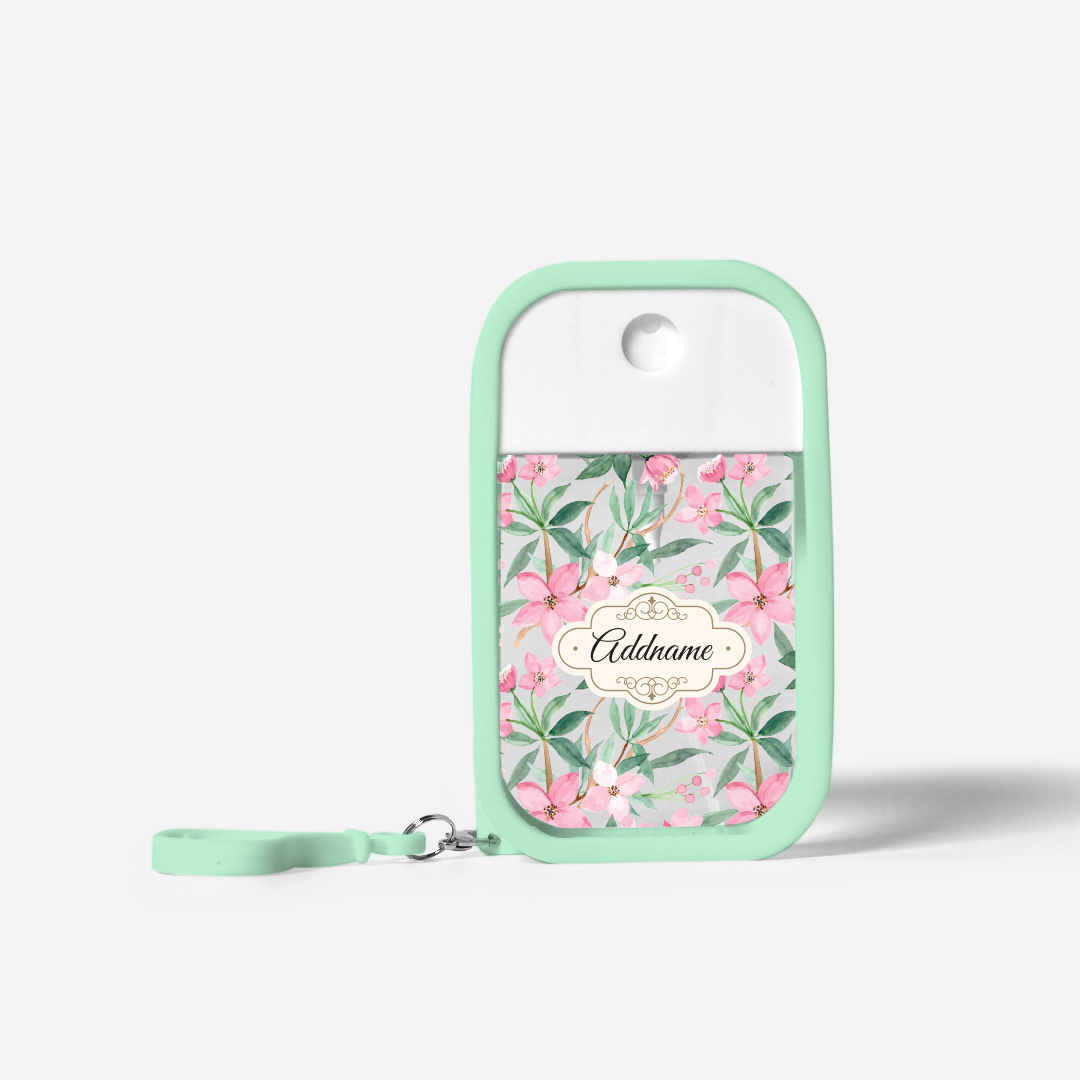 Laura Series Refillable Hand Sanitizer with Personalisation - Blossom Pale Green