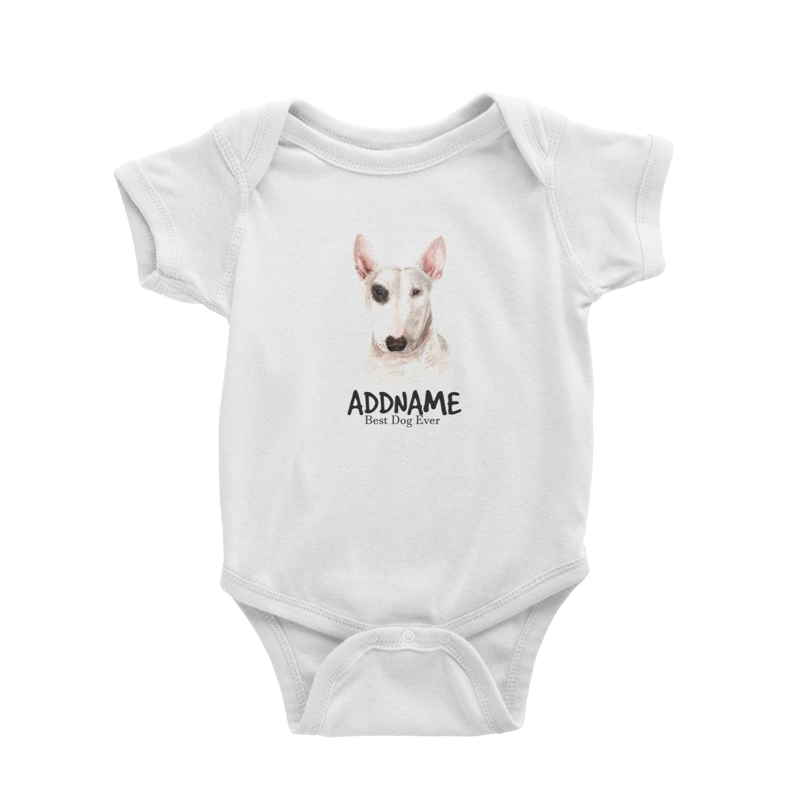 Watercolor Dog Bull Terrier Best Dog Ever Addname Baby Romper